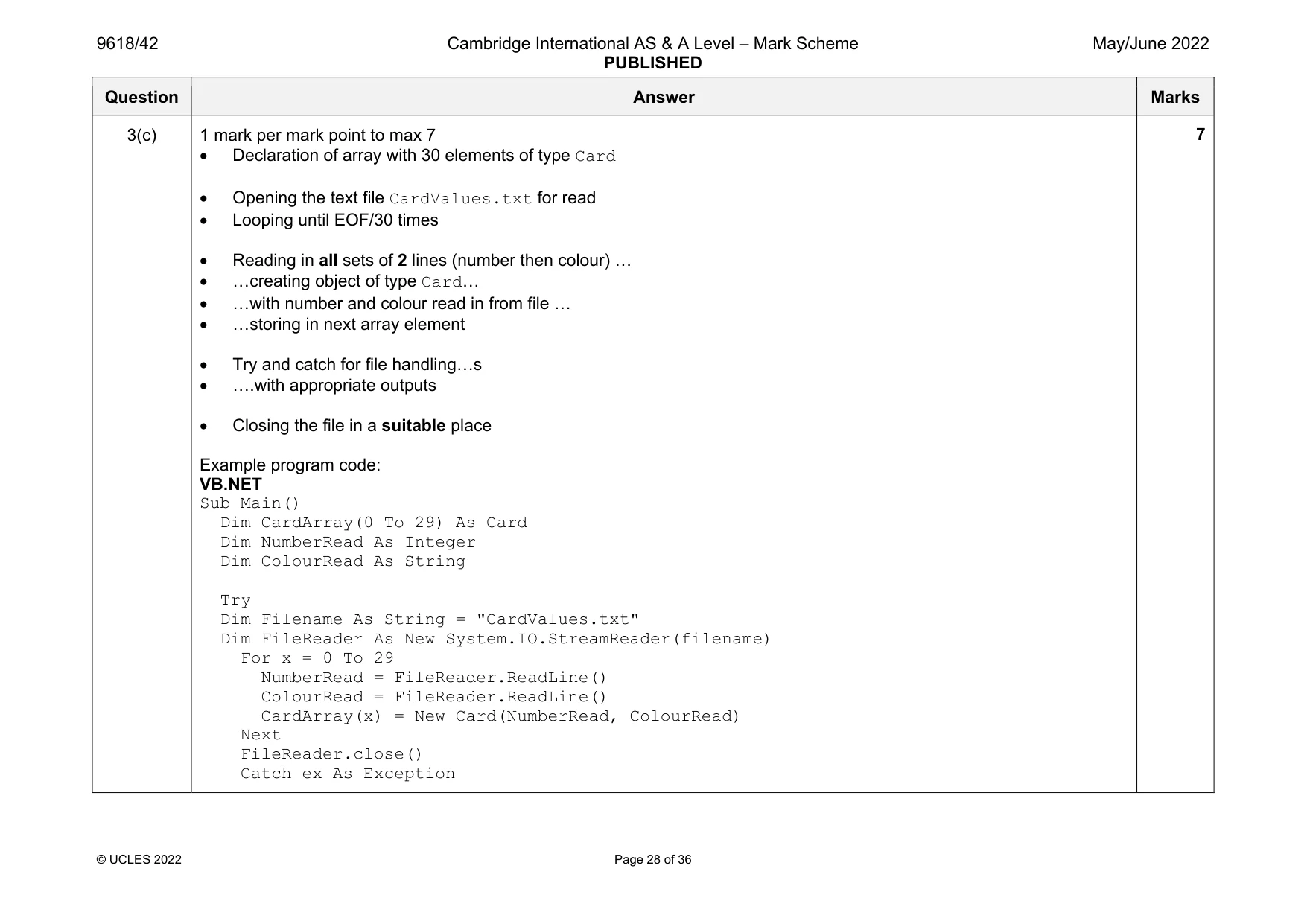 Mark scheme, page 28 of 36