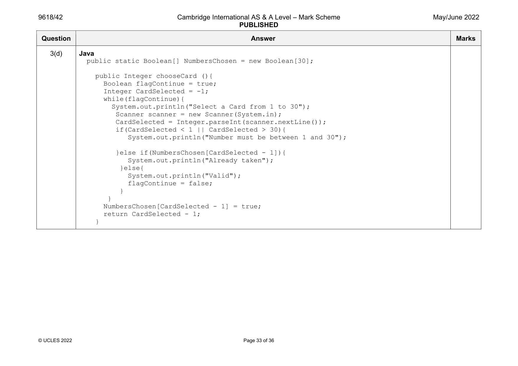 Mark scheme, page 33 of 36