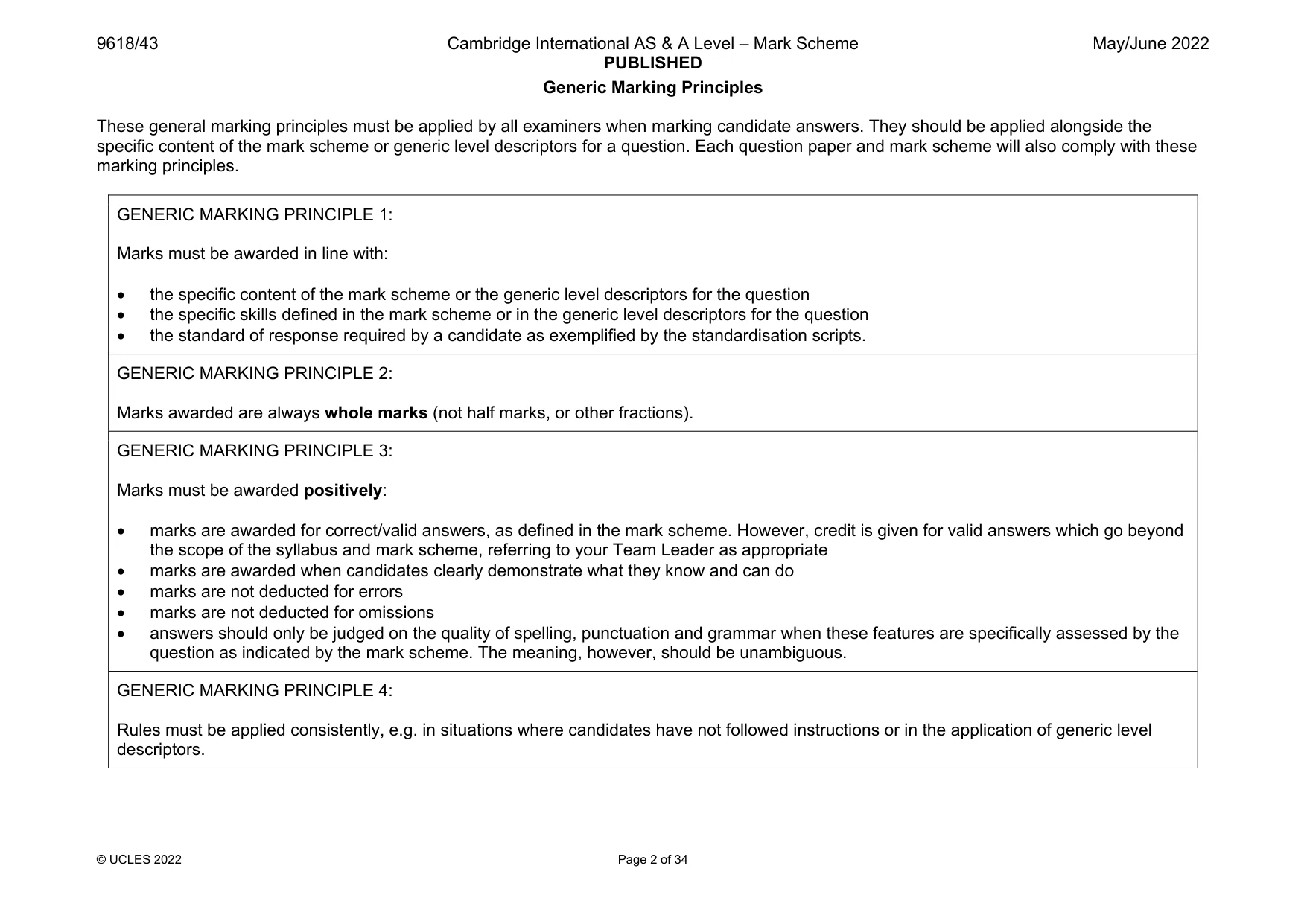 Mark scheme, page 2 of 34