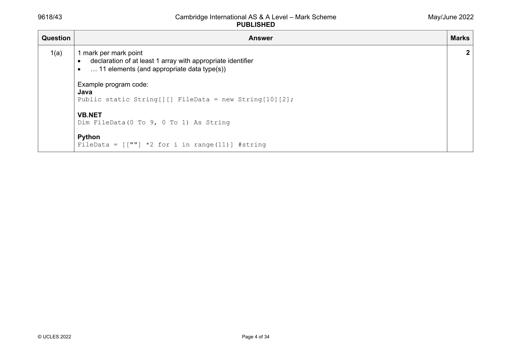 Mark scheme, page 4 of 34