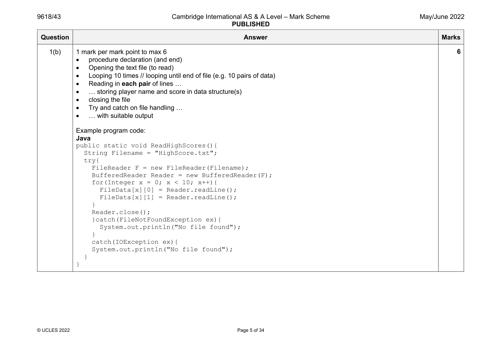Mark scheme, page 5 of 34