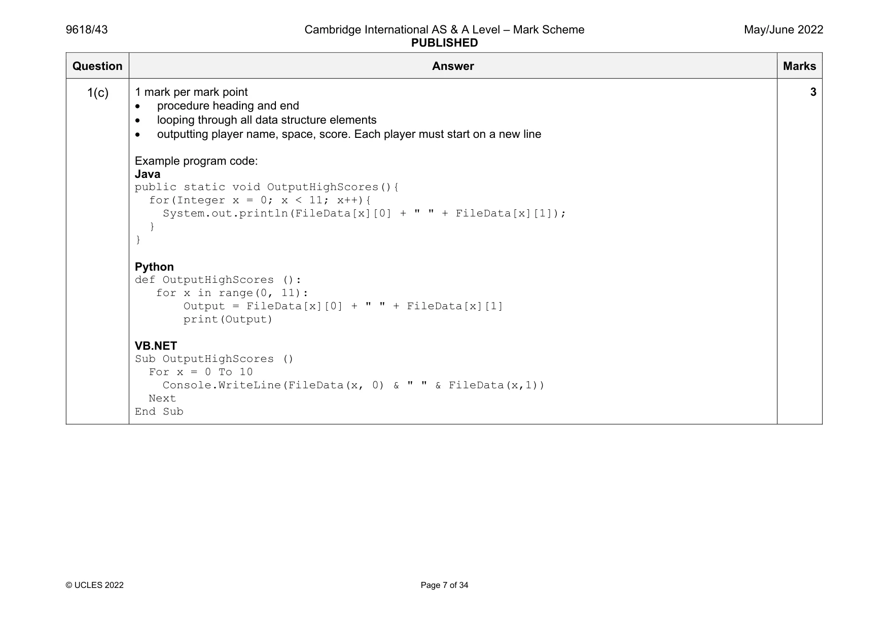 Mark scheme, page 7 of 34