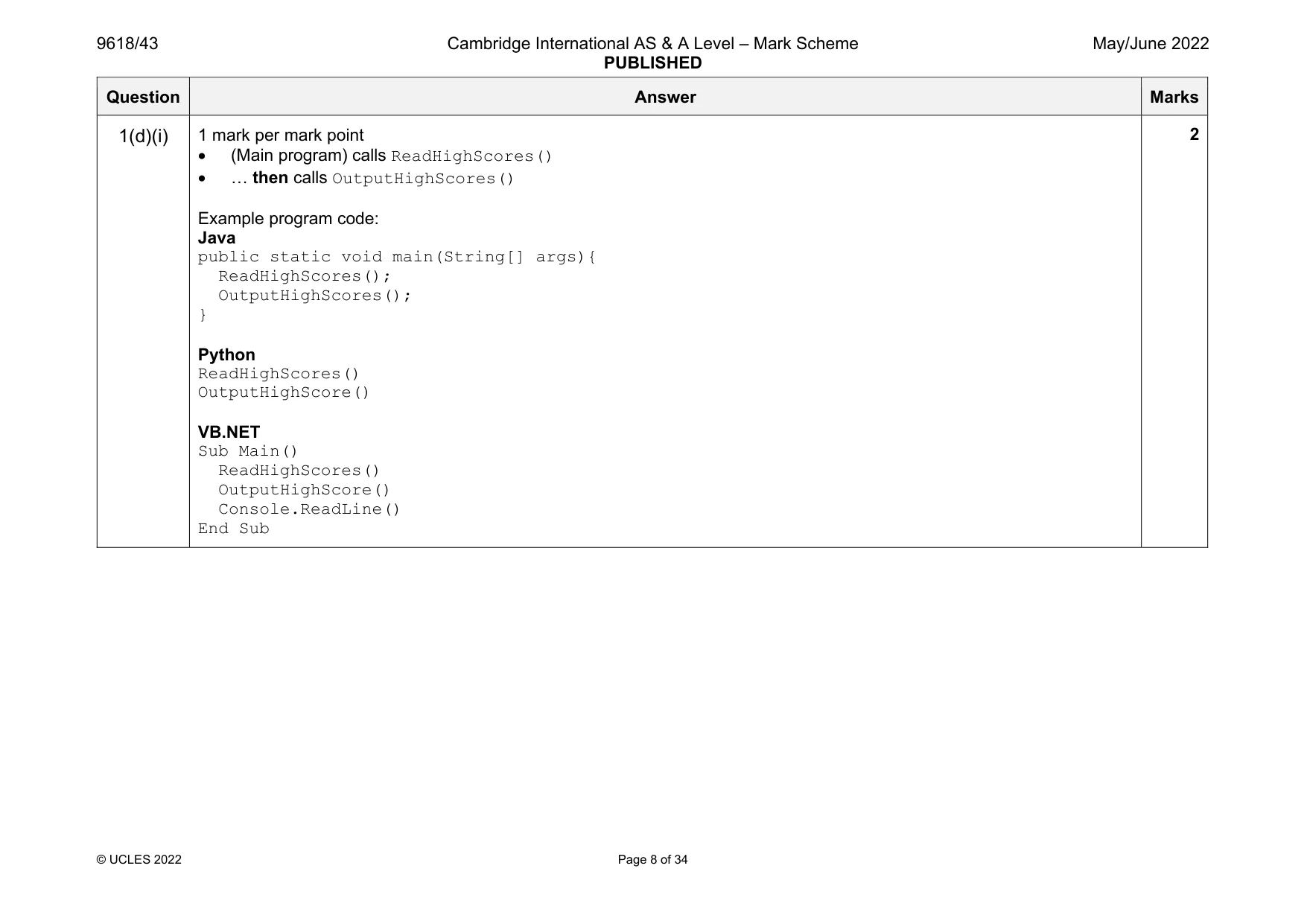 Mark scheme, page 8 of 34
