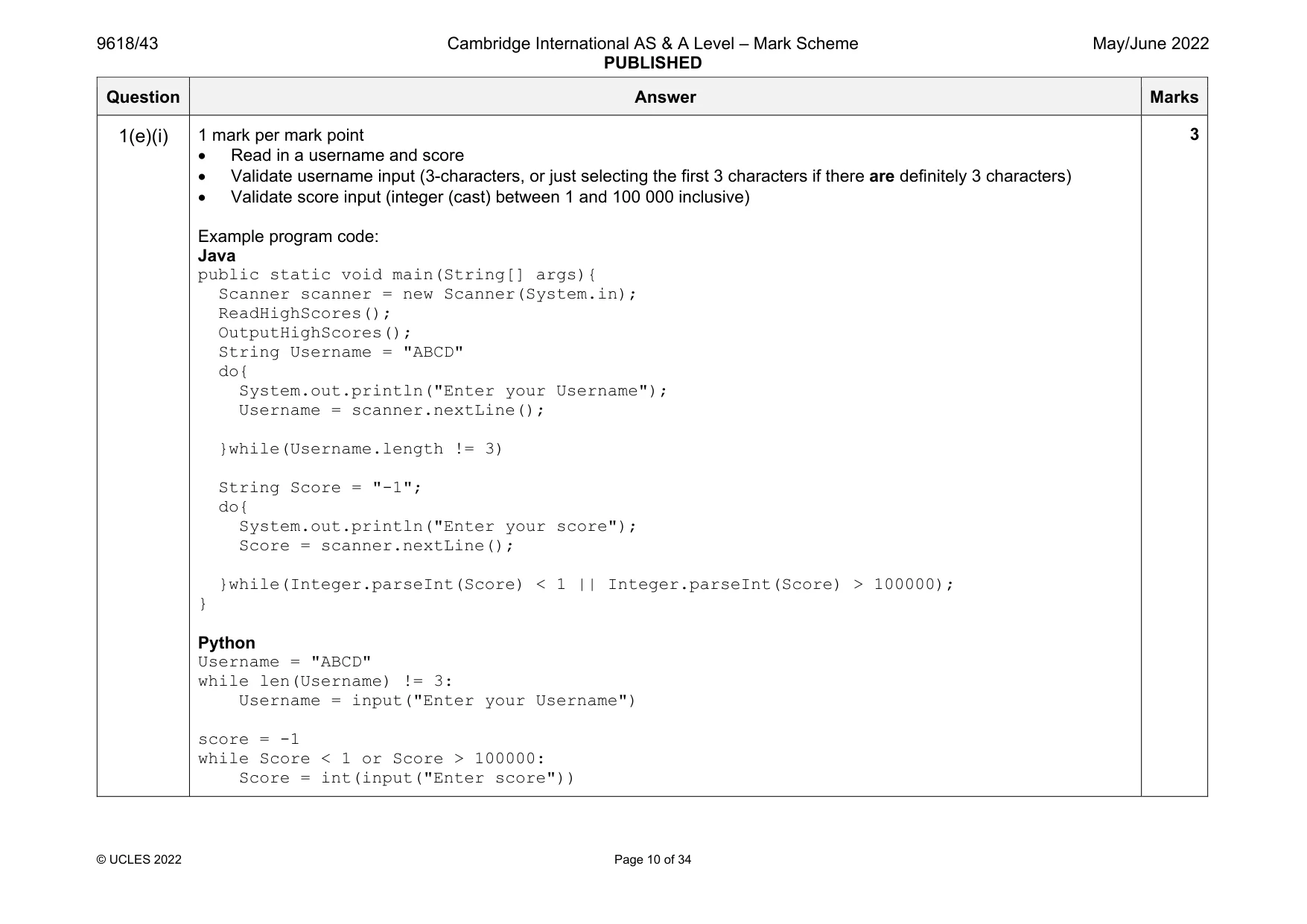 Mark scheme, page 10 of 34