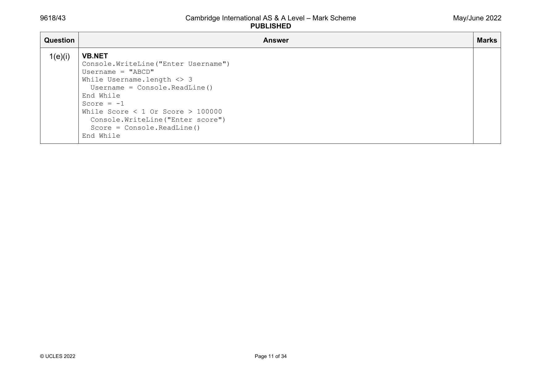 Mark scheme, page 11 of 34
