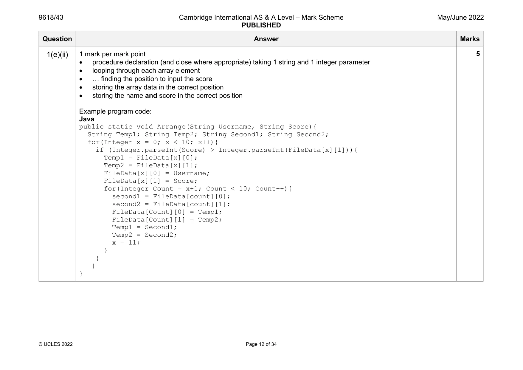 Mark scheme, page 12 of 34