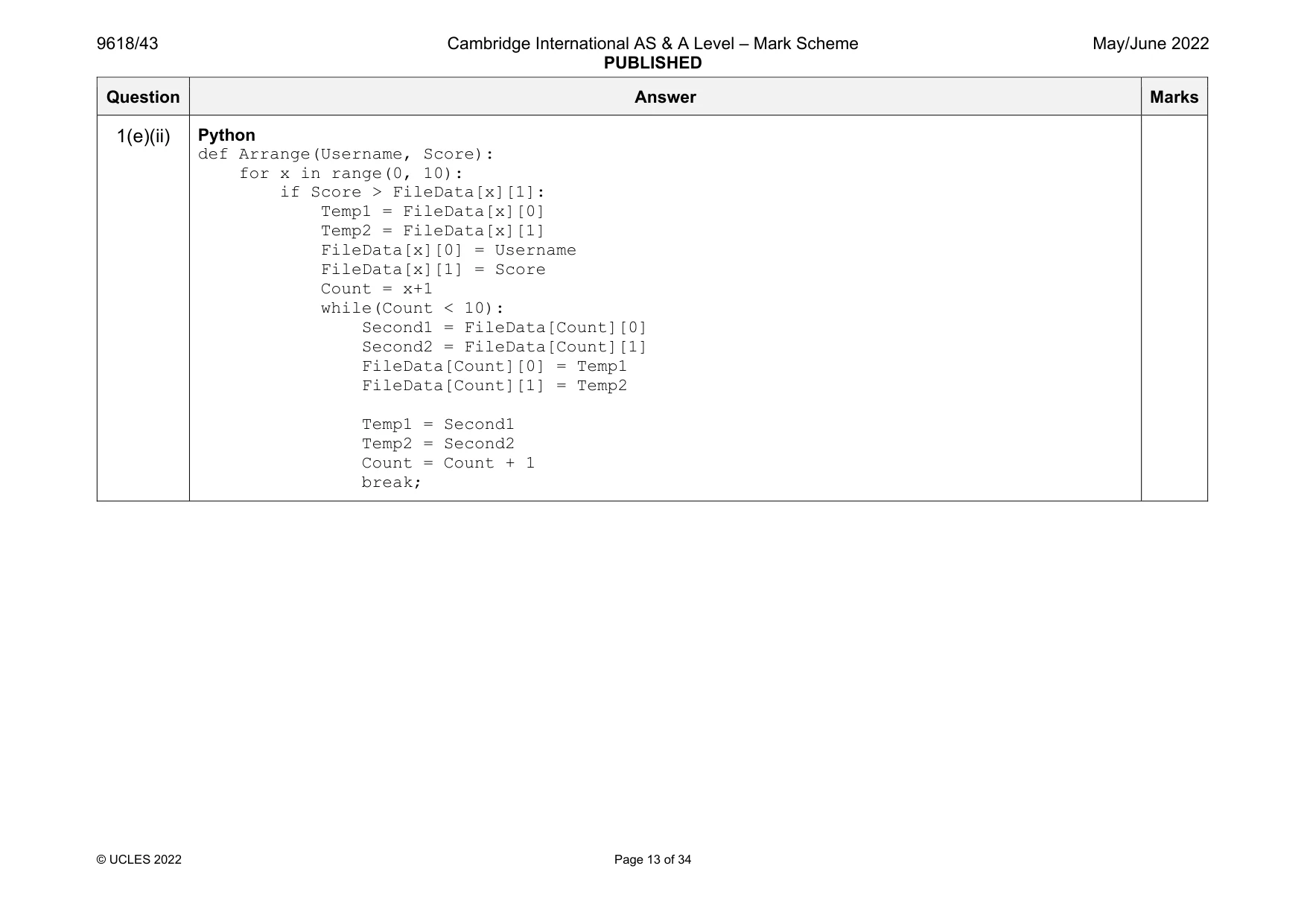 Mark scheme, page 13 of 34