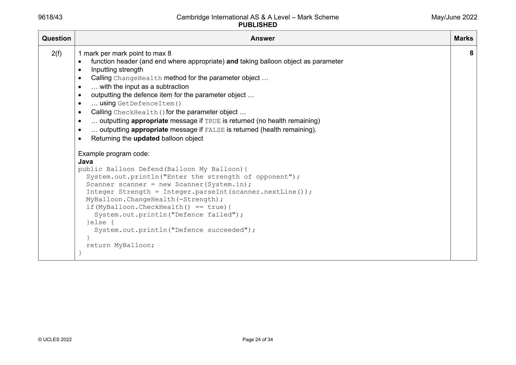 Mark scheme, page 24 of 34
