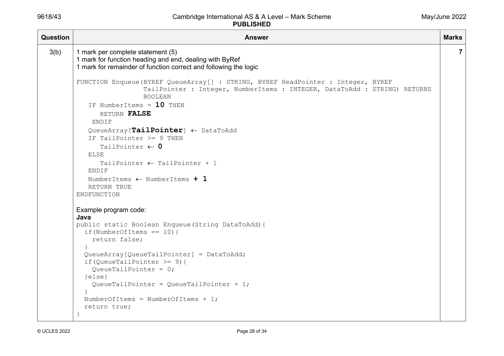 Mark scheme, page 28 of 34
