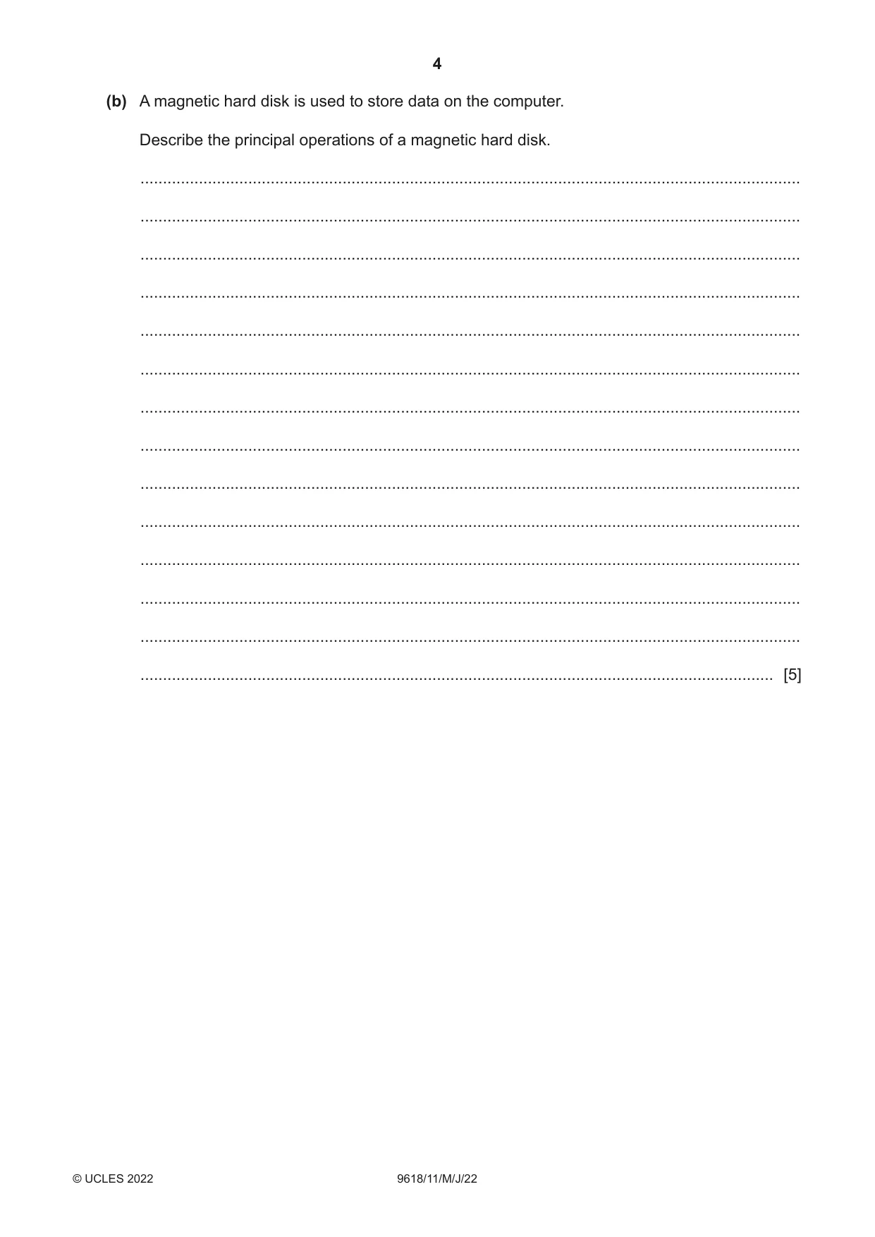 Cambridge A Level Computer Science 9618 2022 May/June Paper 1 · Variant 1 question paper, page 4 of 16