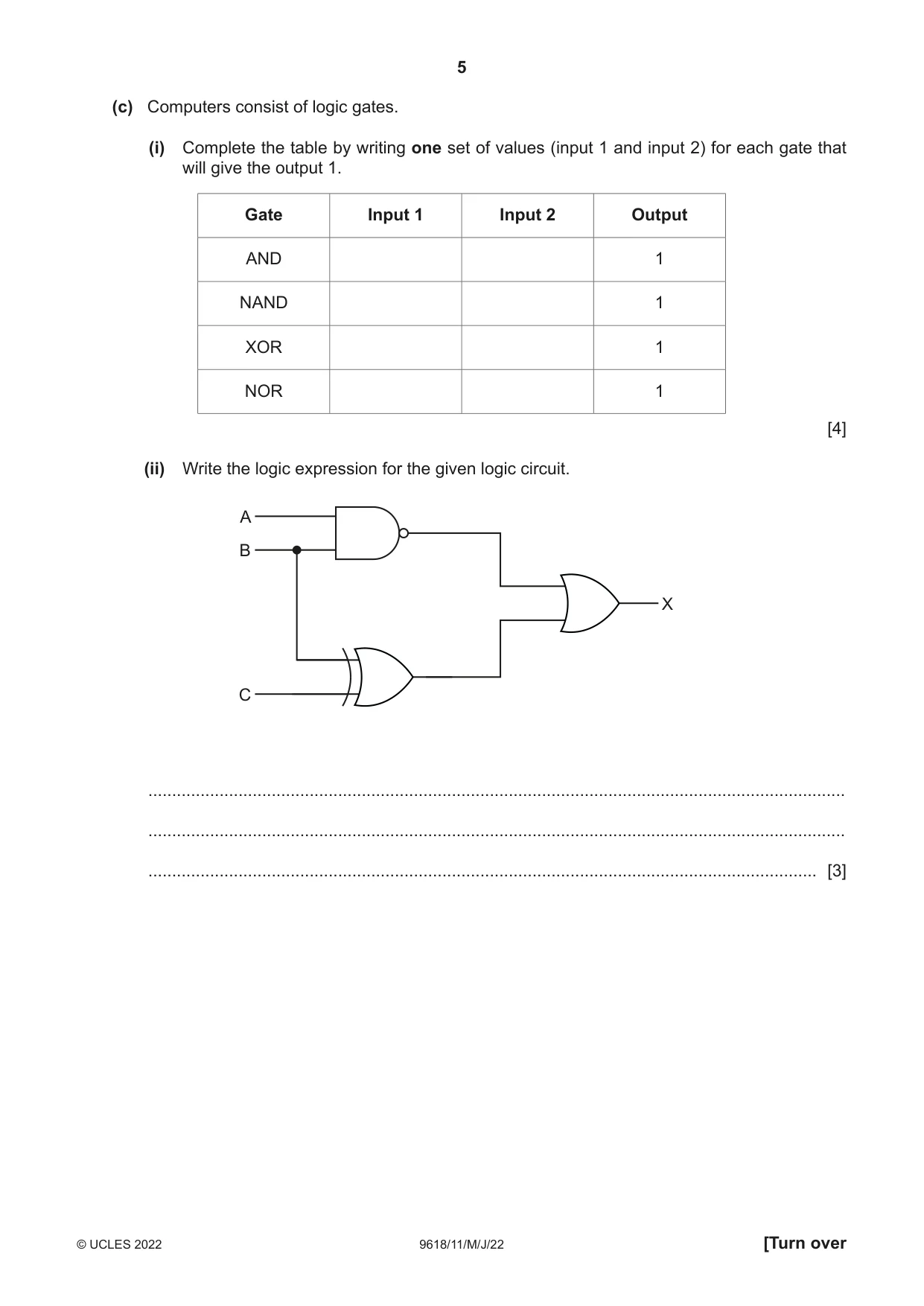 Cambridge A Level Computer Science 9618 2022 May/June Paper 1 · Variant 1 question paper, page 5 of 16