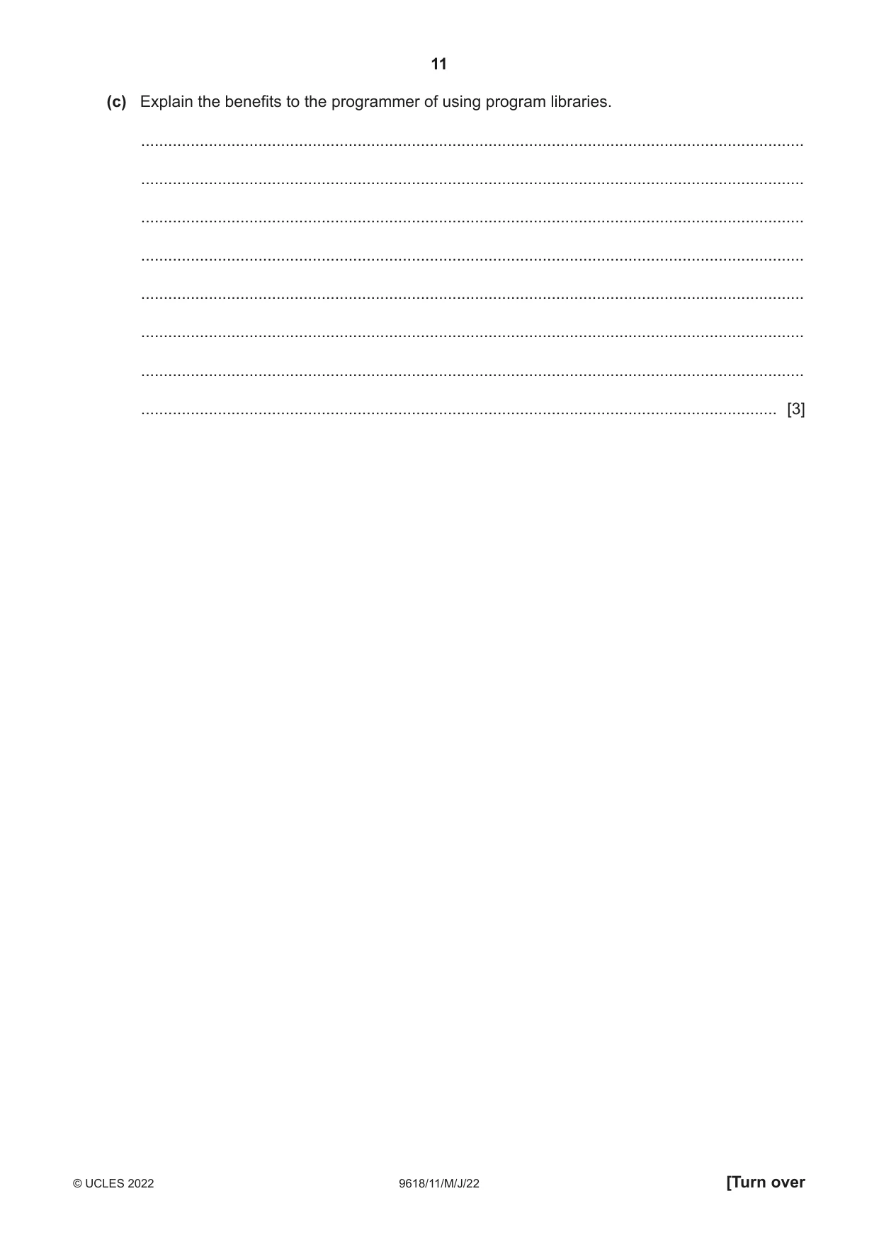 Cambridge A Level Computer Science 9618 2022 May/June Paper 1 · Variant 1 question paper, page 11 of 16