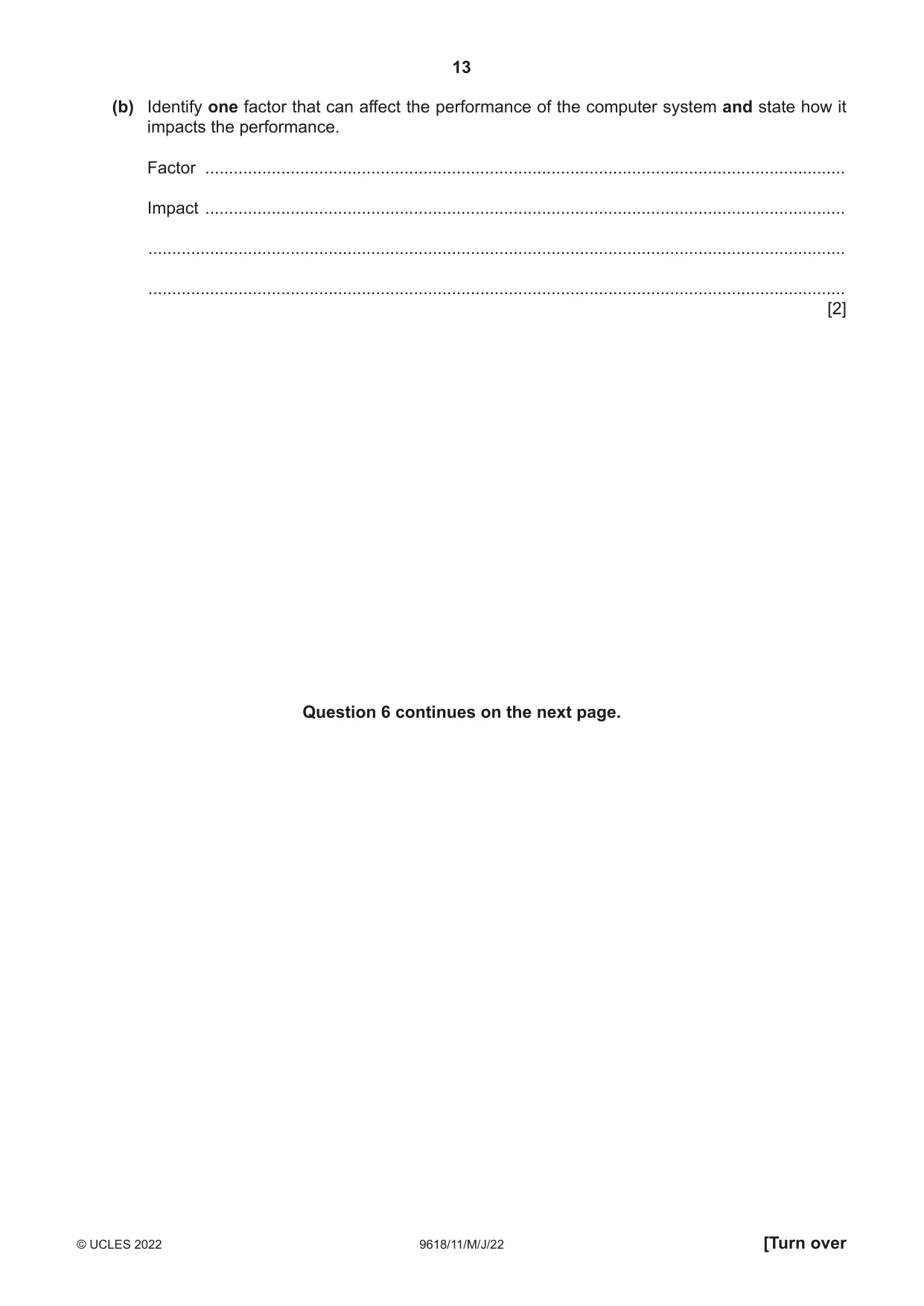 Cambridge A Level Computer Science 9618 2022 May/June Paper 1 · Variant 1 question paper, page 13 of 16