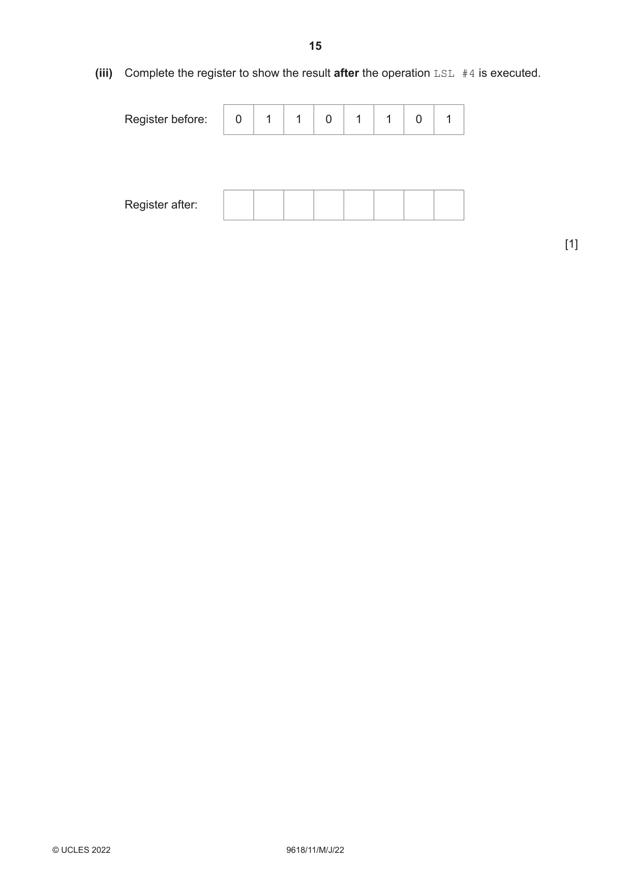 Cambridge A Level Computer Science 9618 2022 May/June Paper 1 · Variant 1 question paper, page 15 of 16