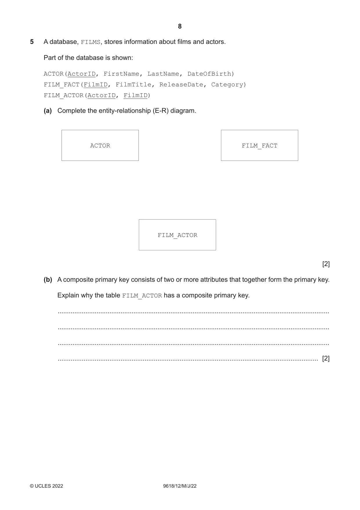 Cambridge A Level Computer Science 9618 2022 May/June Paper 1 · Variant 2 question paper, page 8 of 16