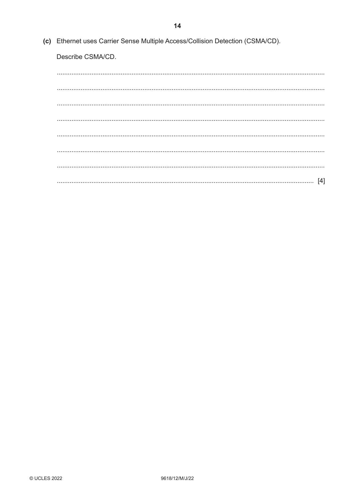 Cambridge A Level Computer Science 9618 2022 May/June Paper 1 · Variant 2 question paper, page 14 of 16