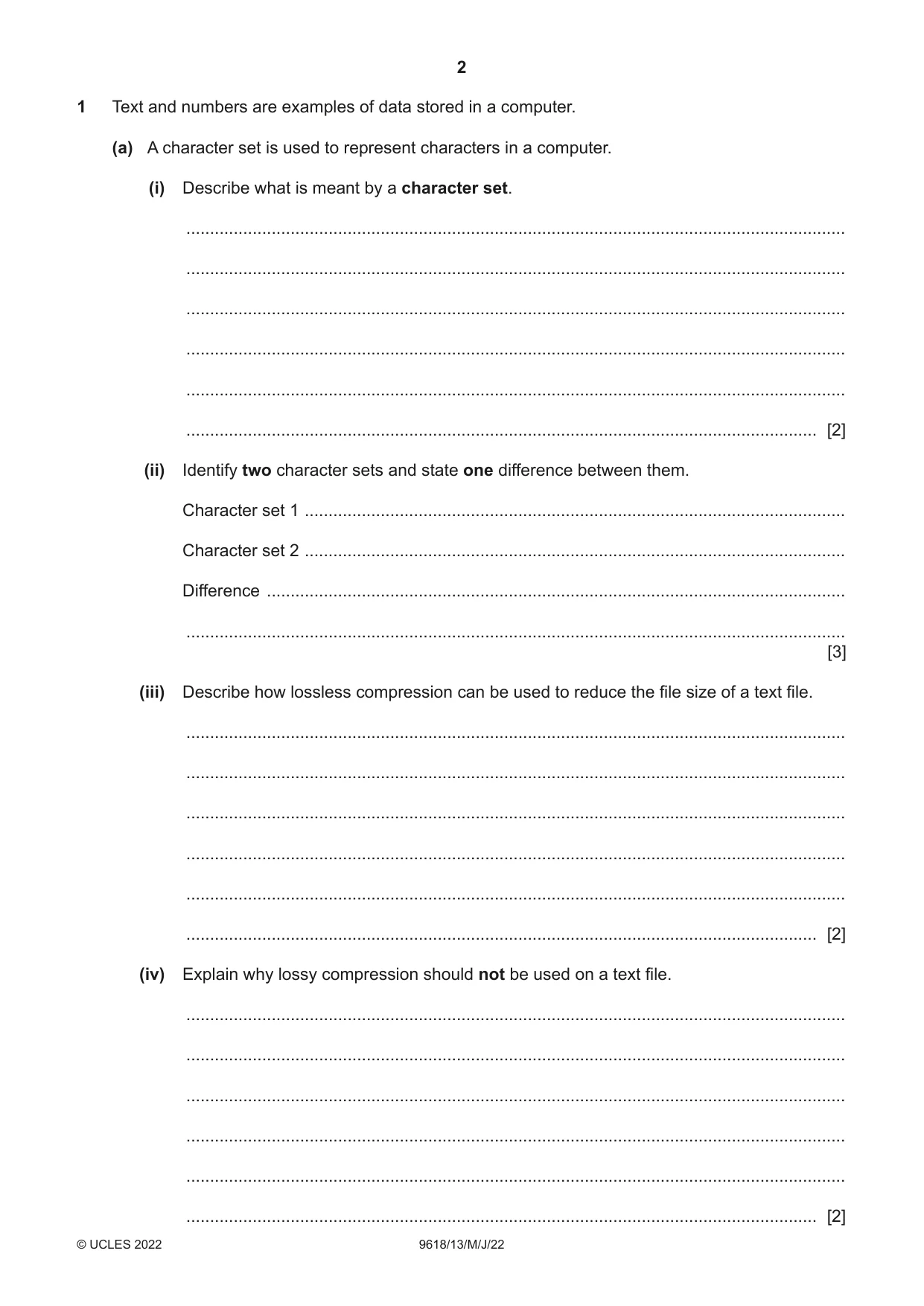 Cambridge A Level Computer Science 9618 2022 May/June Paper 1 · Variant 3 question paper, page 2 of 16
