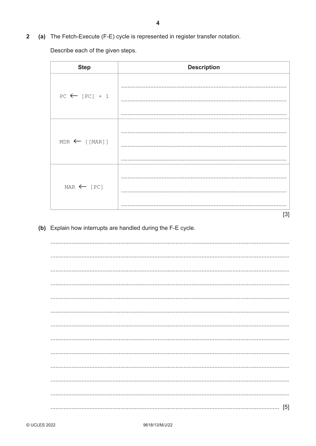 Cambridge A Level Computer Science 9618 2022 May/June Paper 1 · Variant 3 question paper, page 4 of 16