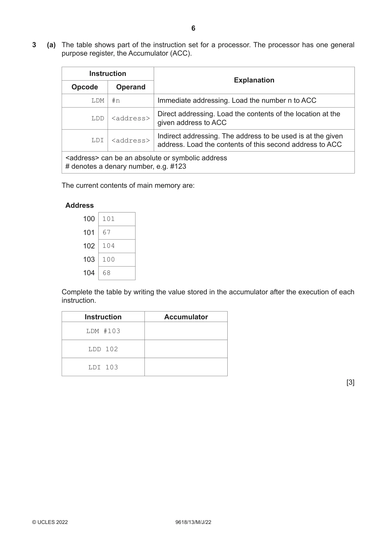 Cambridge A Level Computer Science 9618 2022 May/June Paper 1 · Variant 3 question paper, page 6 of 16