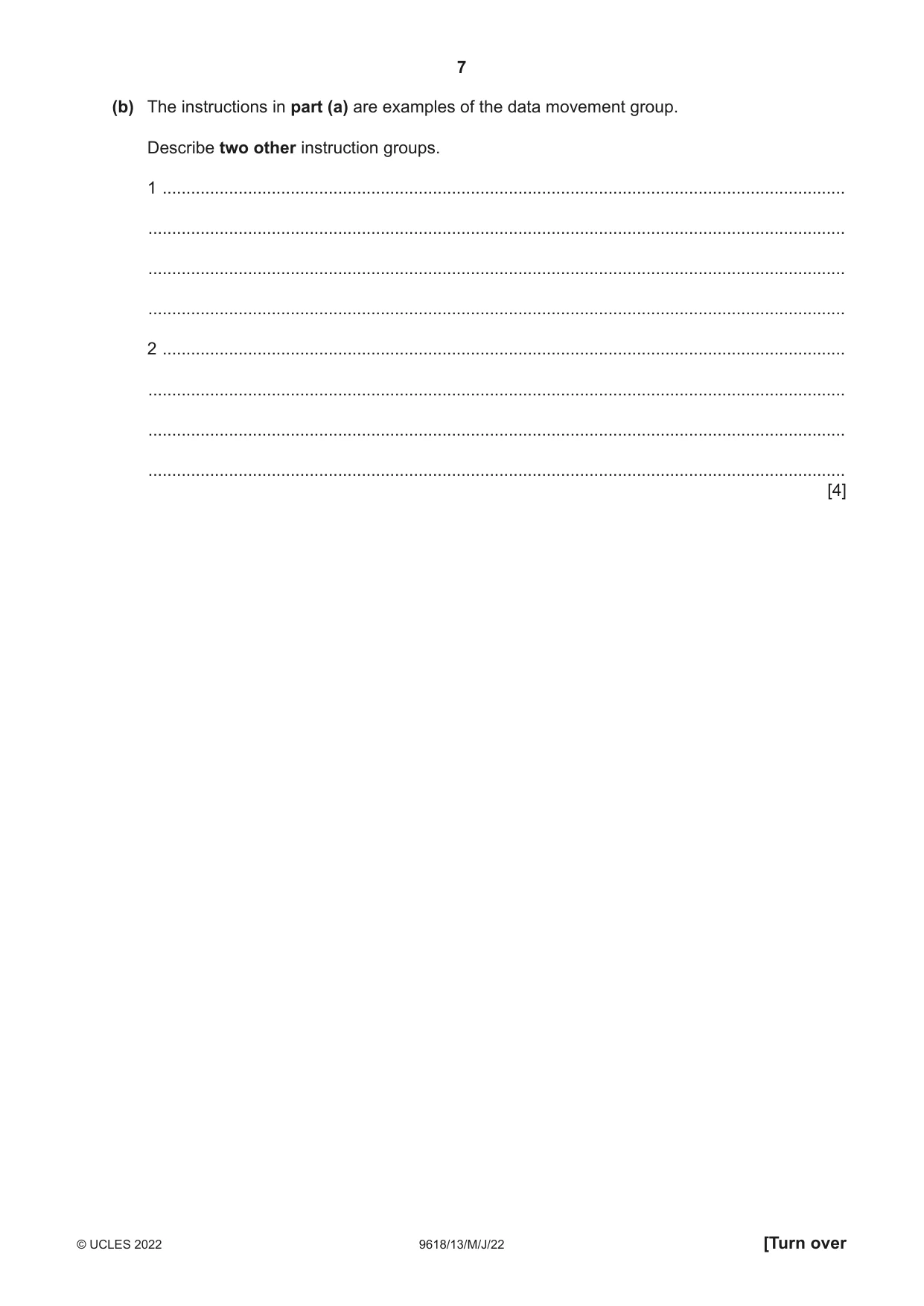 Cambridge A Level Computer Science 9618 2022 May/June Paper 1 · Variant 3 question paper, page 7 of 16