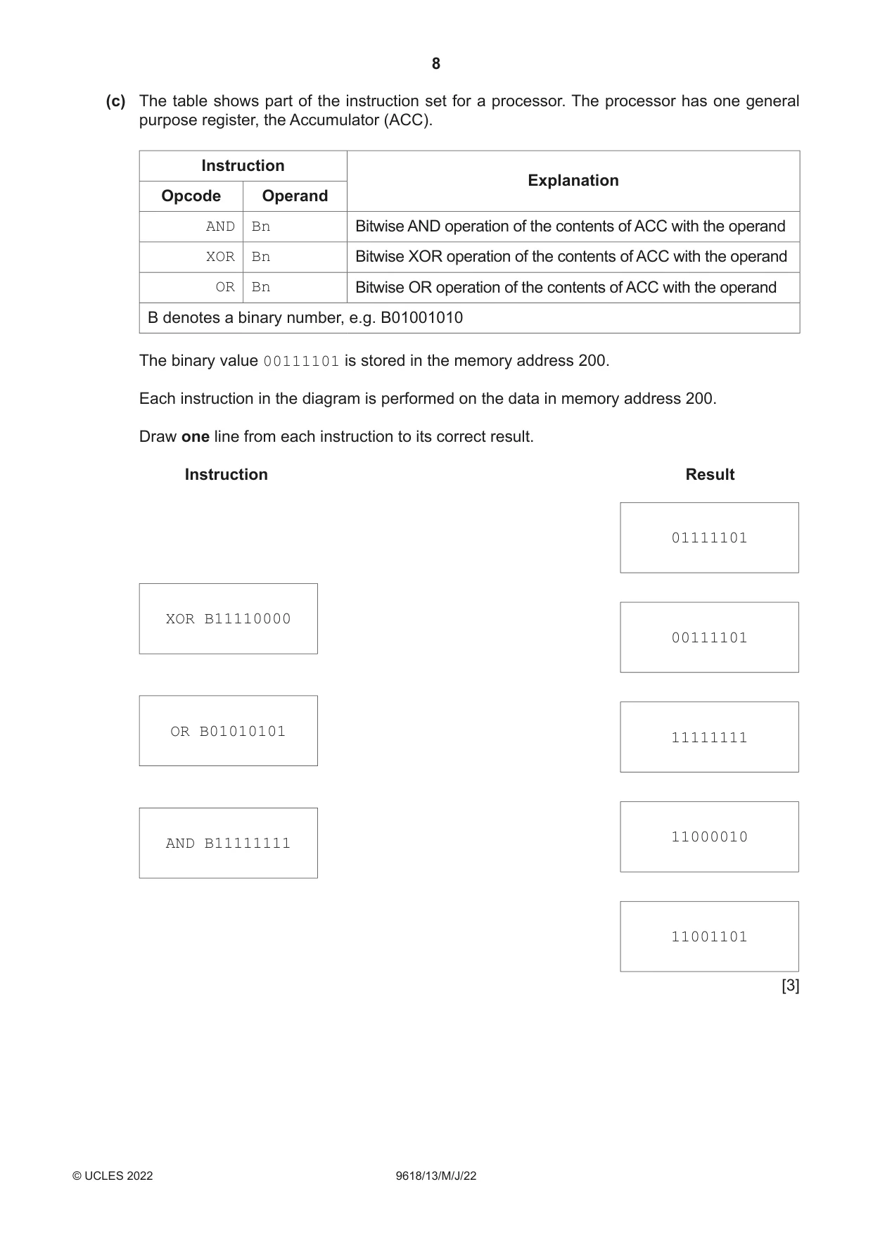 Cambridge A Level Computer Science 9618 2022 May/June Paper 1 · Variant 3 question paper, page 8 of 16