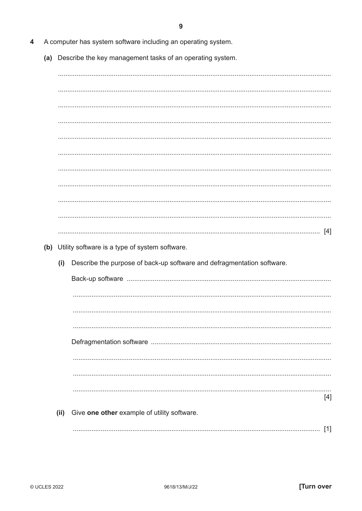Cambridge A Level Computer Science 9618 2022 May/June Paper 1 · Variant 3 question paper, page 9 of 16