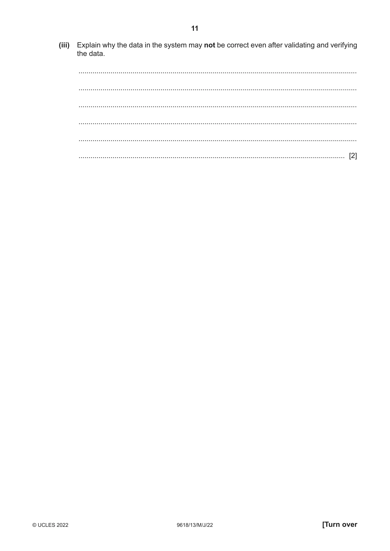 Cambridge A Level Computer Science 9618 2022 May/June Paper 1 · Variant 3 question paper, page 11 of 16