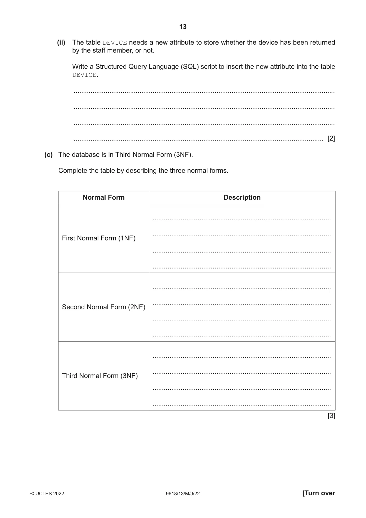 Cambridge A Level Computer Science 9618 2022 May/June Paper 1 · Variant 3 question paper, page 13 of 16