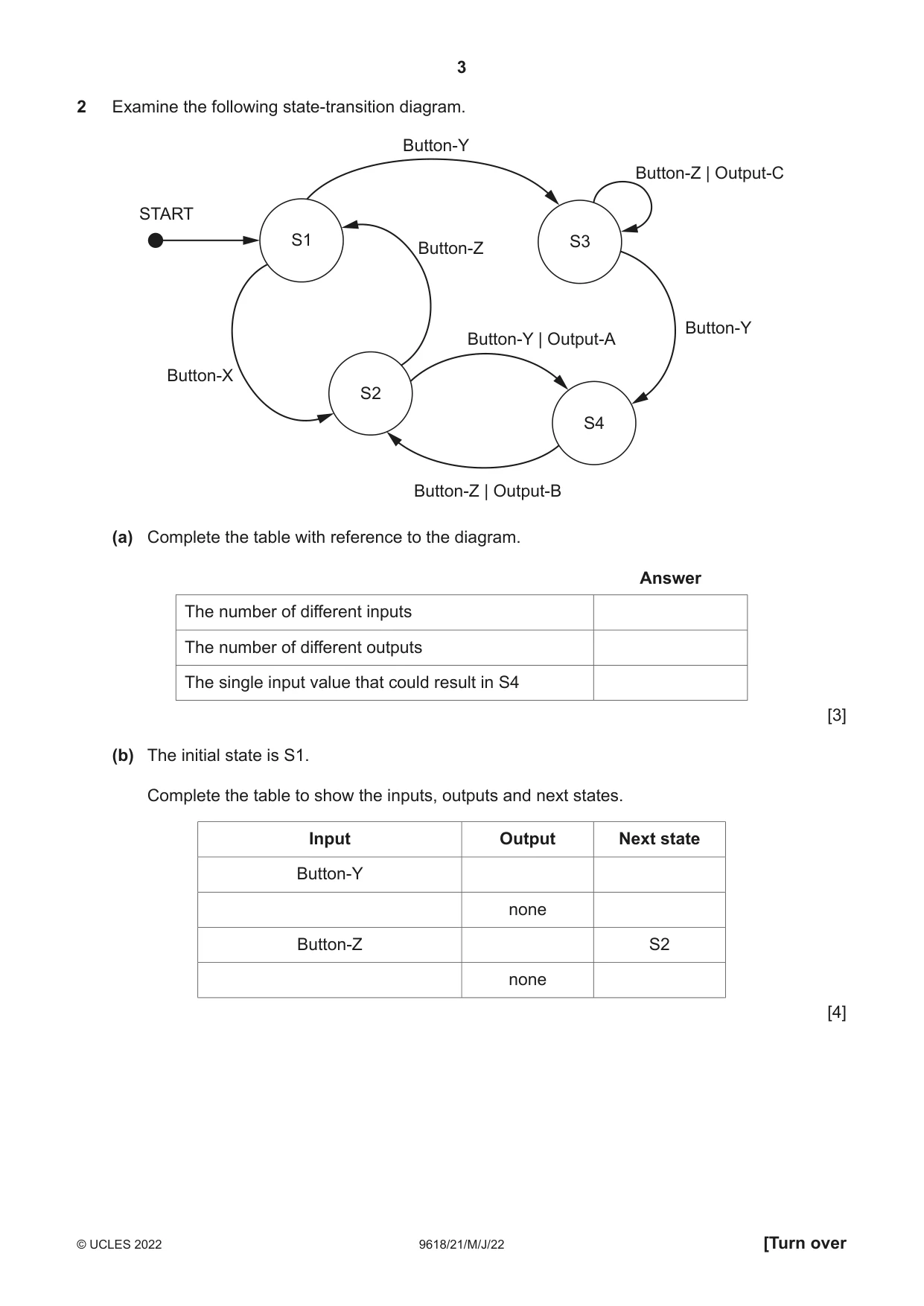 Cambridge A Level Computer Science 9618 2022 May/June Paper 2 · Variant 1 question paper, page 3 of 20