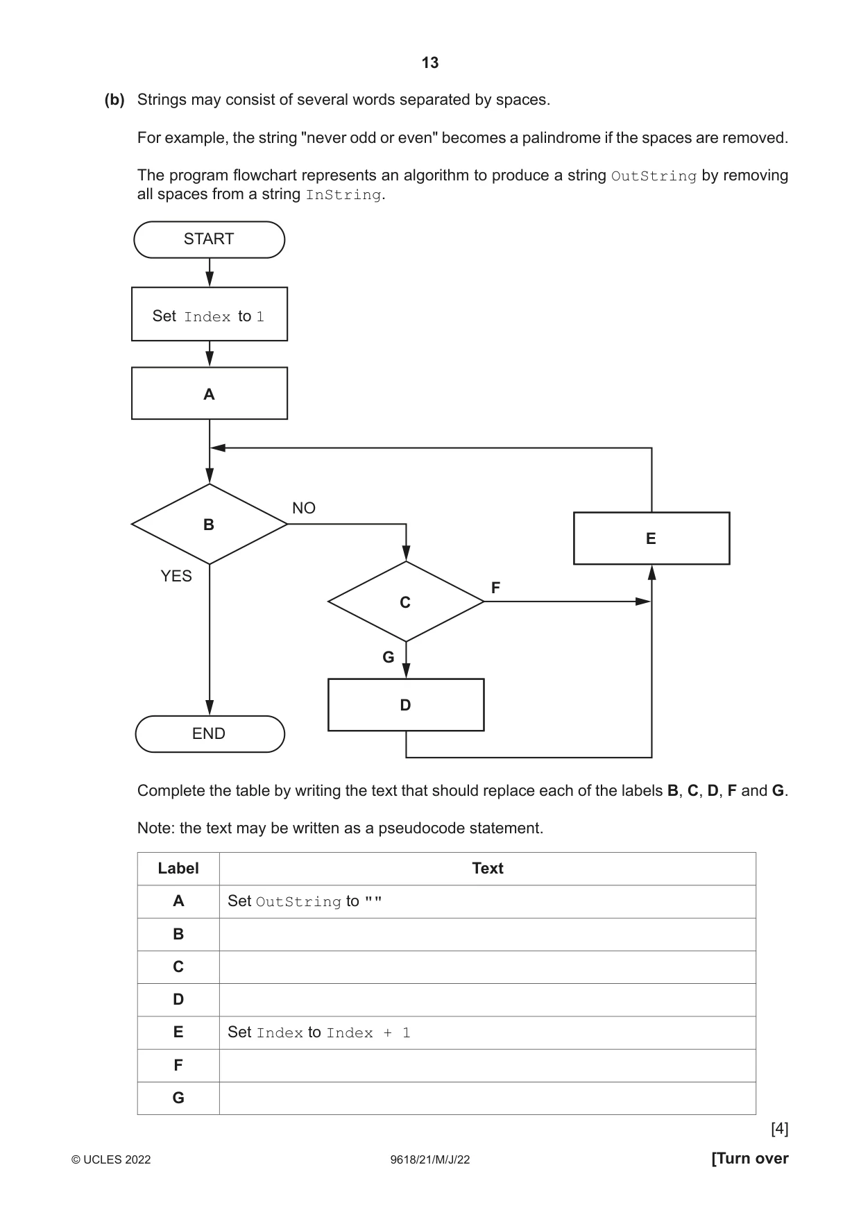 Cambridge A Level Computer Science 9618 2022 May/June Paper 2 · Variant 1 question paper, page 13 of 20
