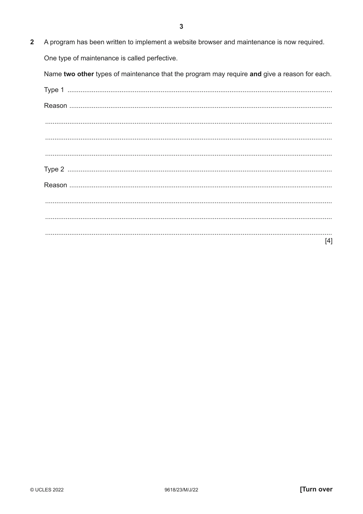 Cambridge A Level Computer Science 9618 2022 May/June Paper 2 · Variant 3 question paper, page 3 of 20