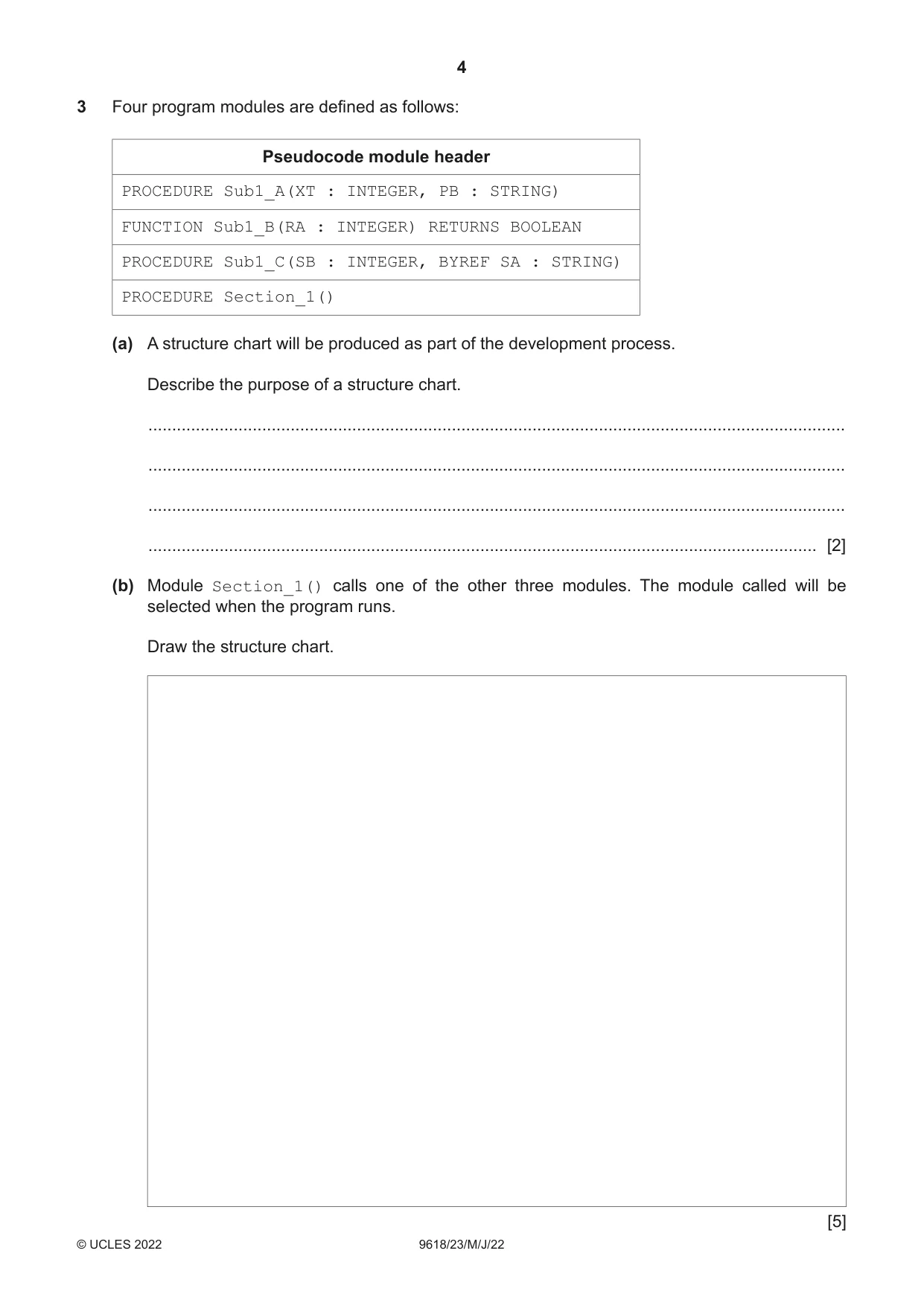 Cambridge A Level Computer Science 9618 2022 May/June Paper 2 · Variant 3 question paper, page 4 of 20