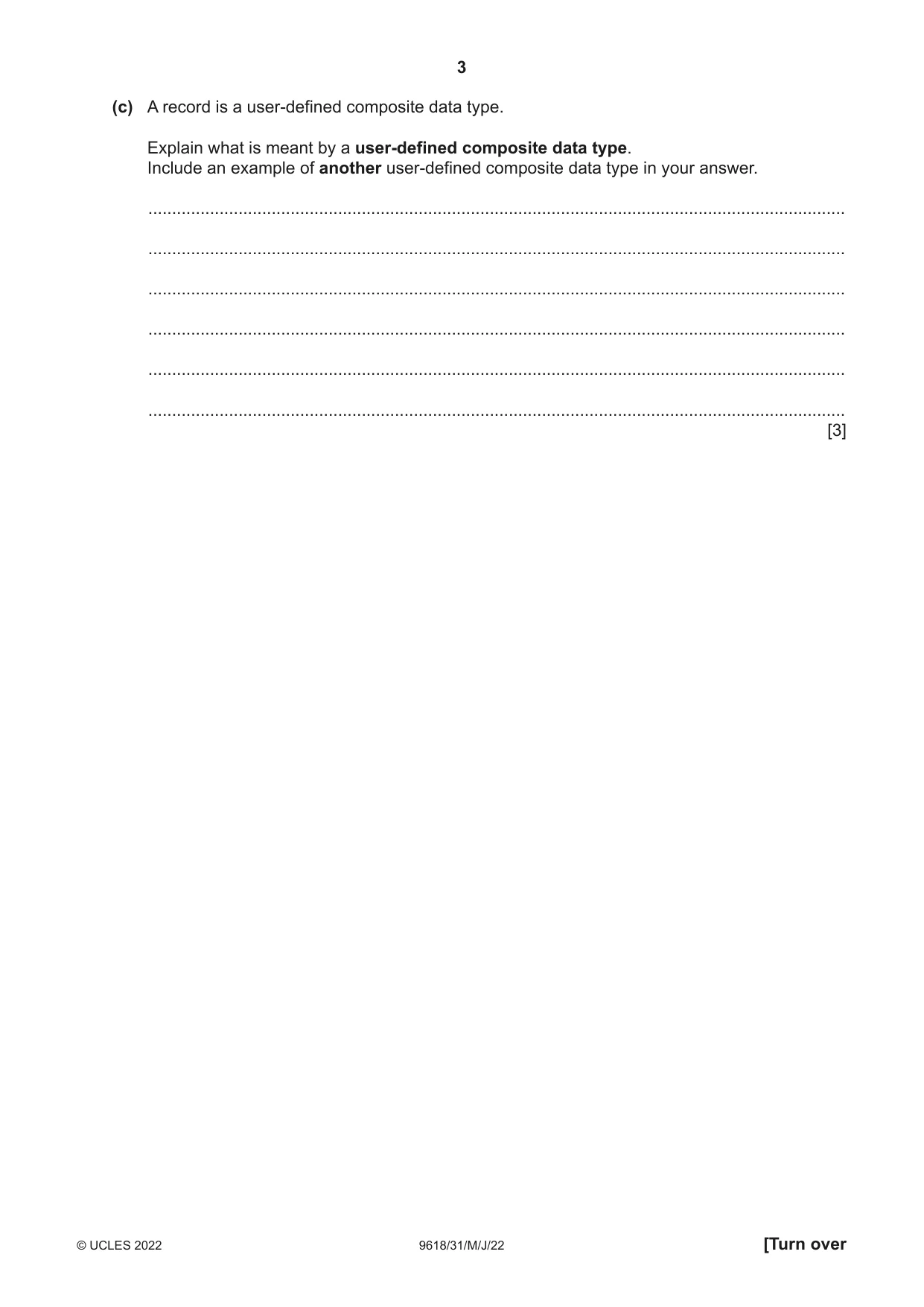 Cambridge A Level Computer Science 9618 2022 May/June Paper 3 · Variant 1 question paper, page 3 of 16
