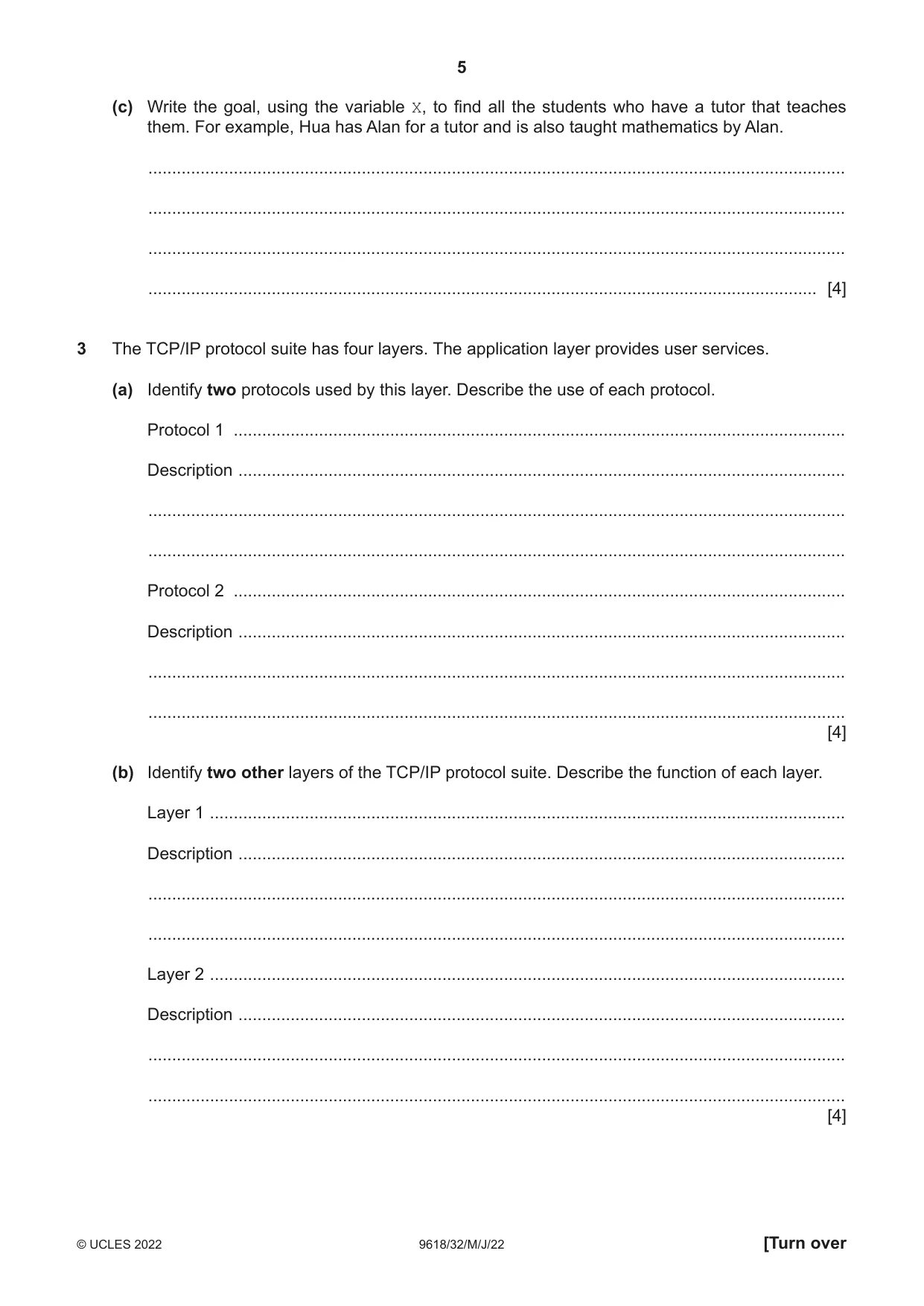Cambridge A Level Computer Science 9618 2022 May/June Paper 3 · Variant 2 question paper, page 5 of 12
