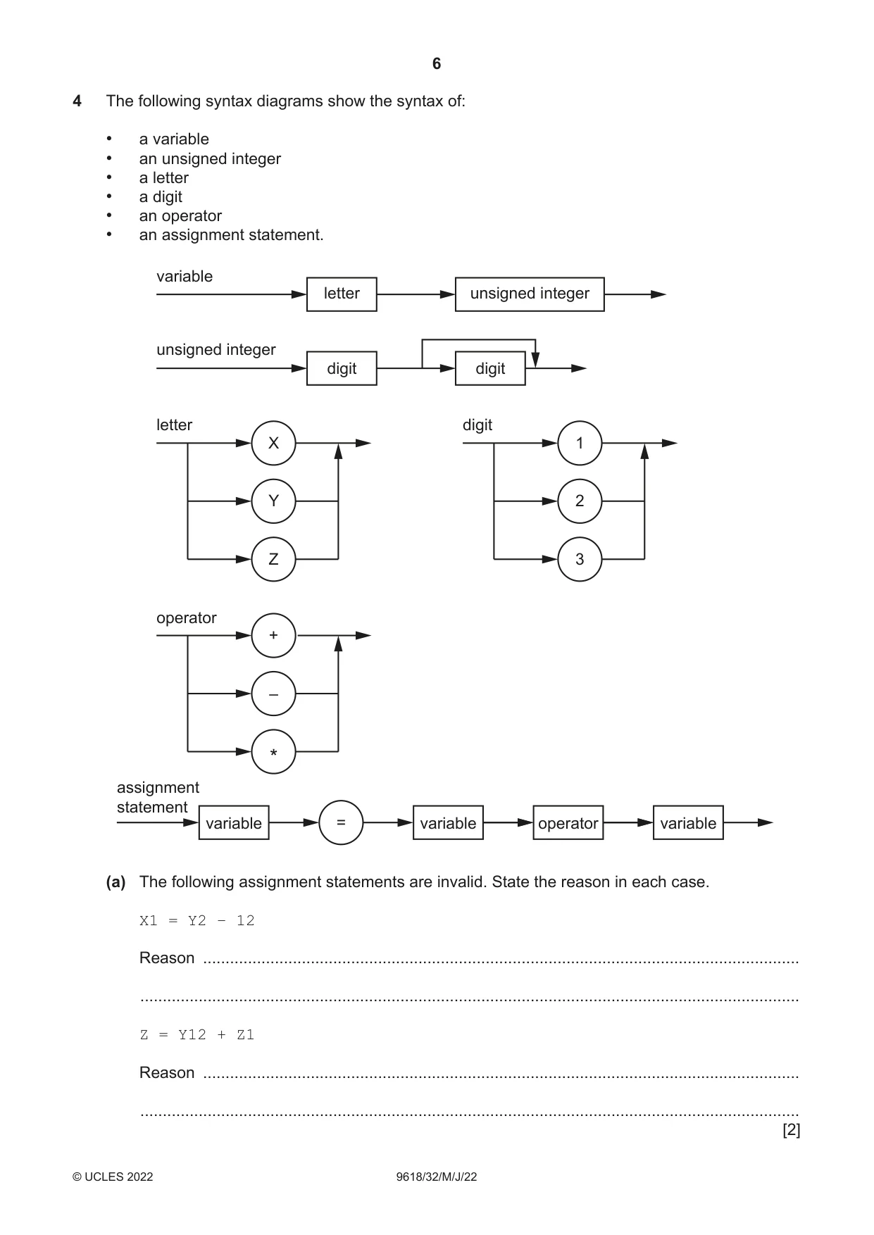 Cambridge A Level Computer Science 9618 2022 May/June Paper 3 · Variant 2 question paper, page 6 of 12