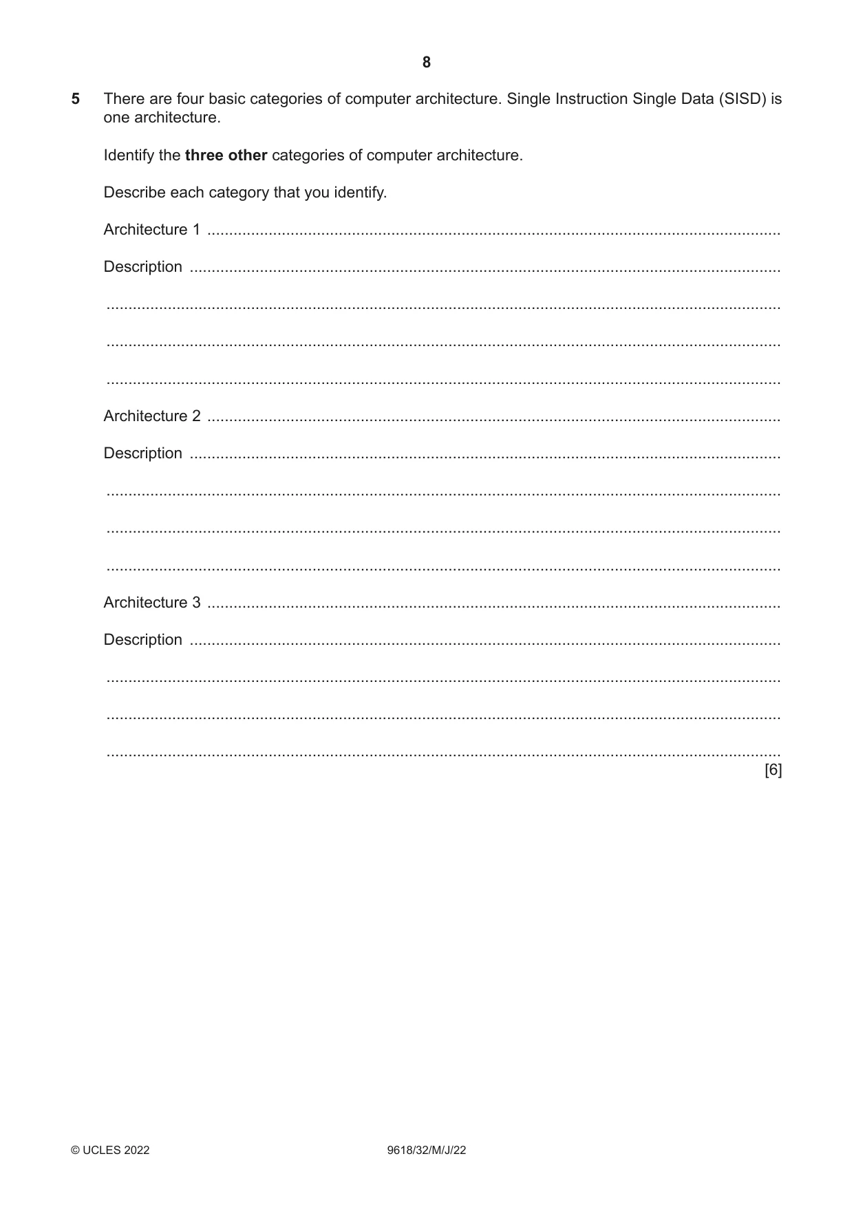 Cambridge A Level Computer Science 9618 2022 May/June Paper 3 · Variant 2 question paper, page 8 of 12