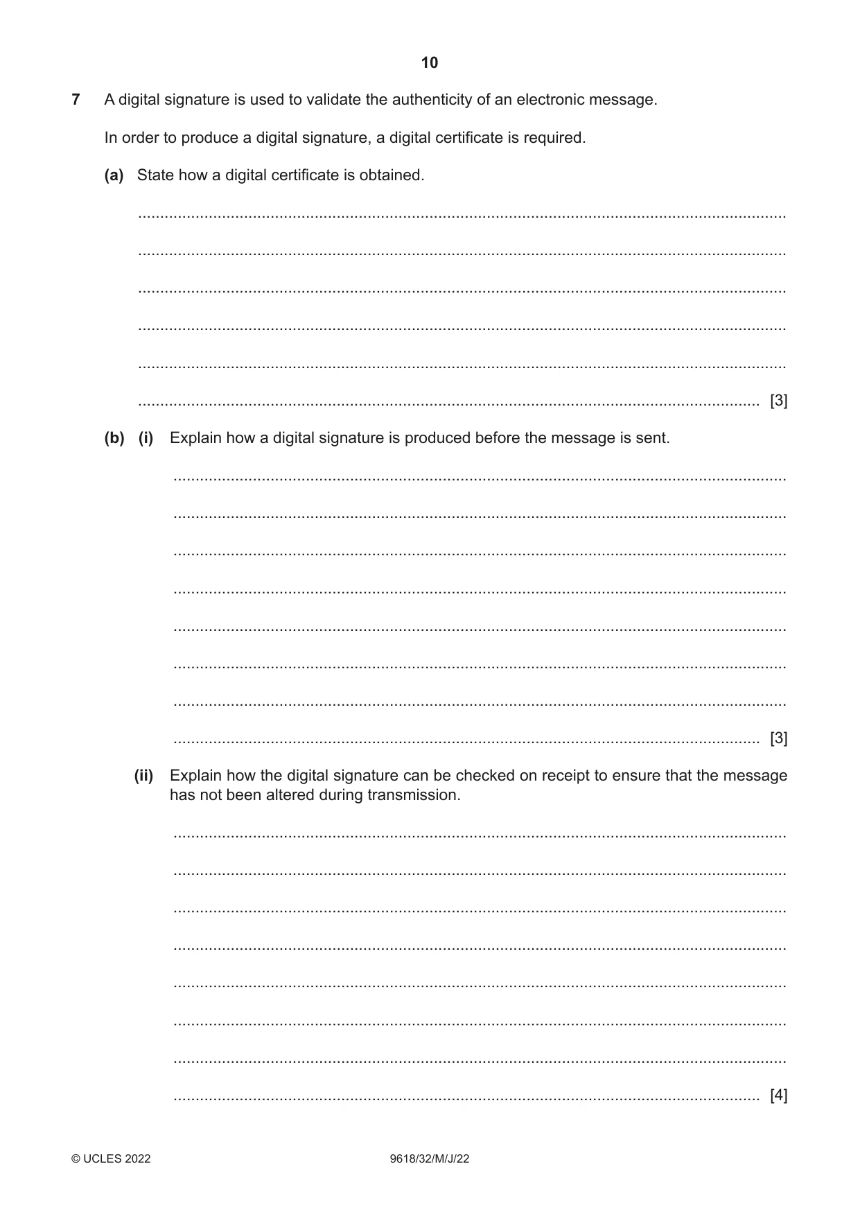 Cambridge A Level Computer Science 9618 2022 May/June Paper 3 · Variant 2 question paper, page 10 of 12