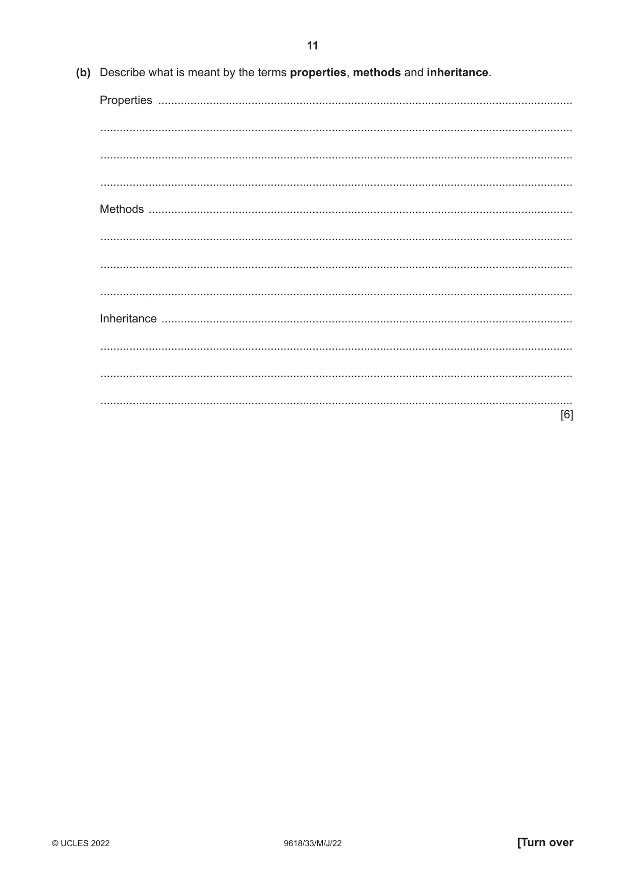 Cambridge A Level Computer Science 9618 2022 May/June Paper 3 · Variant 3 question paper, page 11 of 16