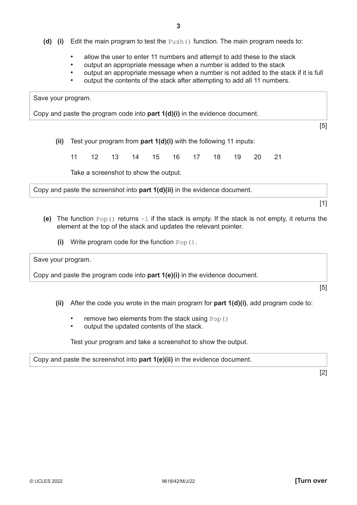 Cambridge A Level Computer Science 9618 2022 May/June Paper 4 · Variant 2 question paper, page 3 of 12