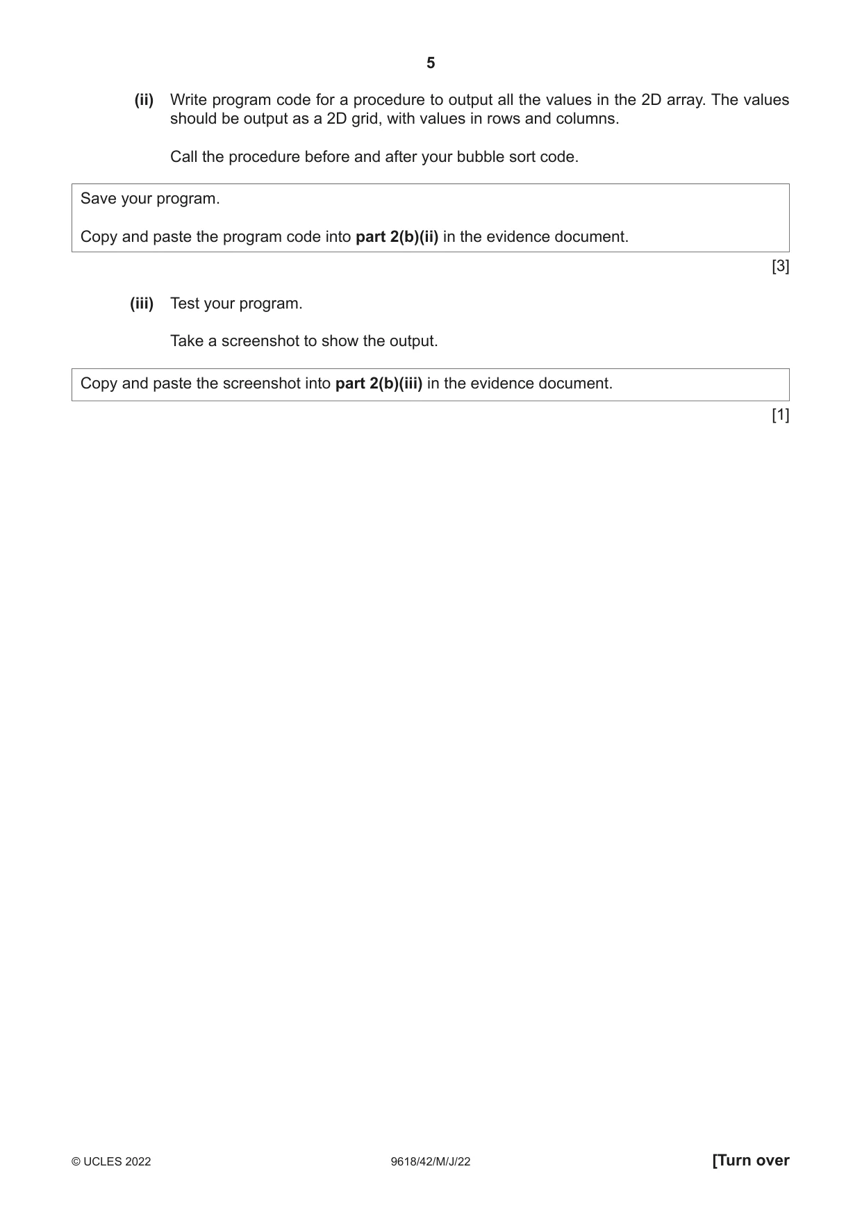 Cambridge A Level Computer Science 9618 2022 May/June Paper 4 · Variant 2 question paper, page 5 of 12