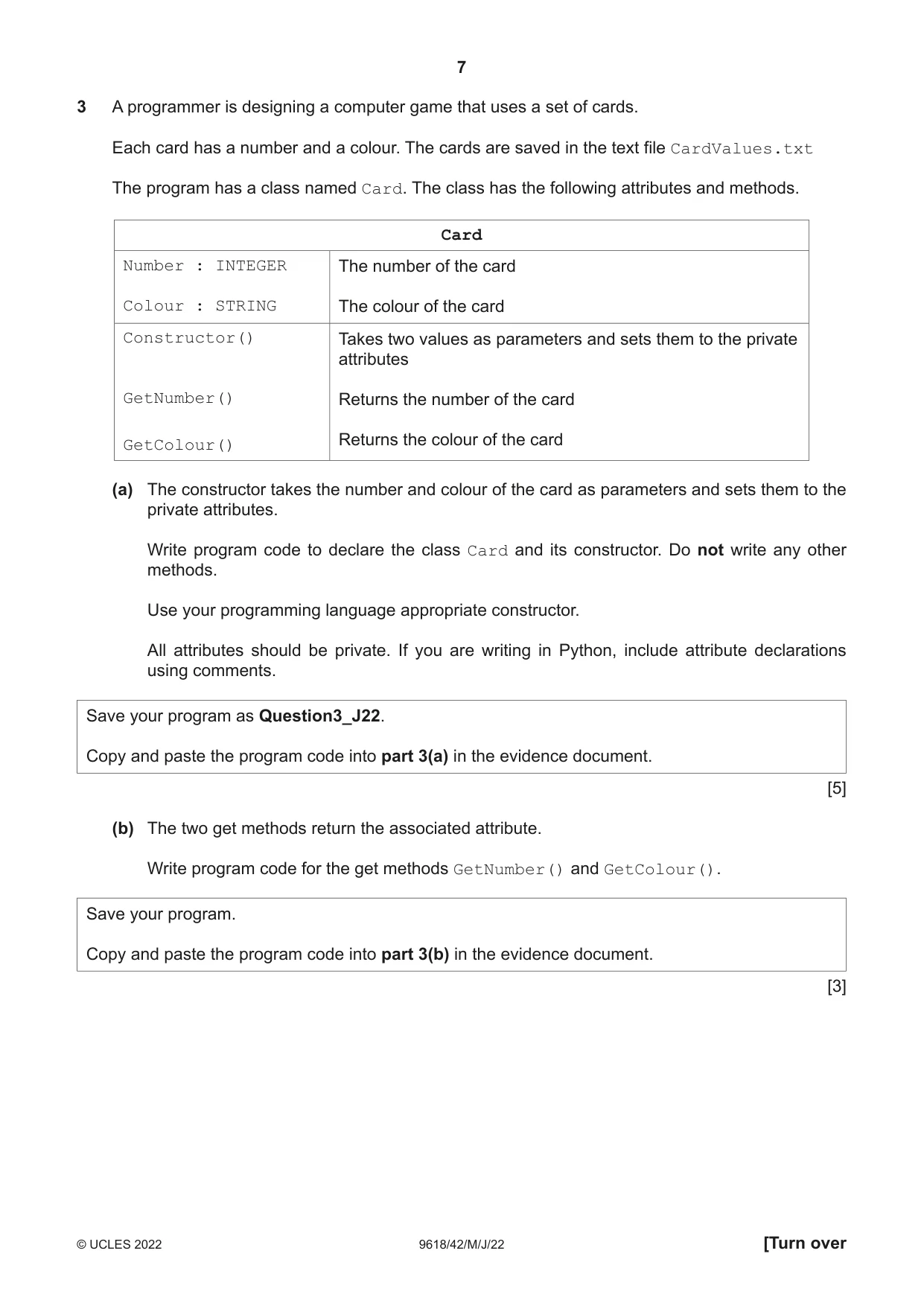 Cambridge A Level Computer Science 9618 2022 May/June Paper 4 · Variant 2 question paper, page 7 of 12