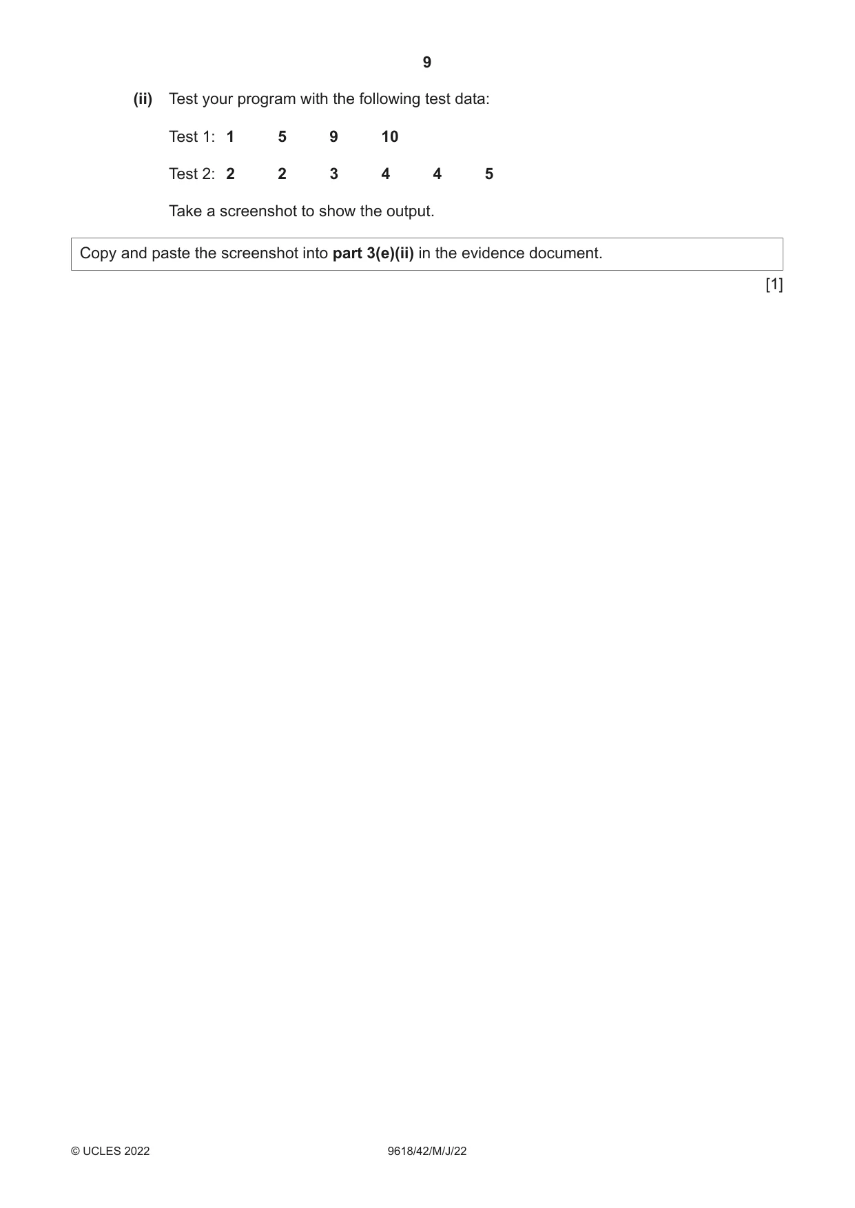 Cambridge A Level Computer Science 9618 2022 May/June Paper 4 · Variant 2 question paper, page 9 of 12