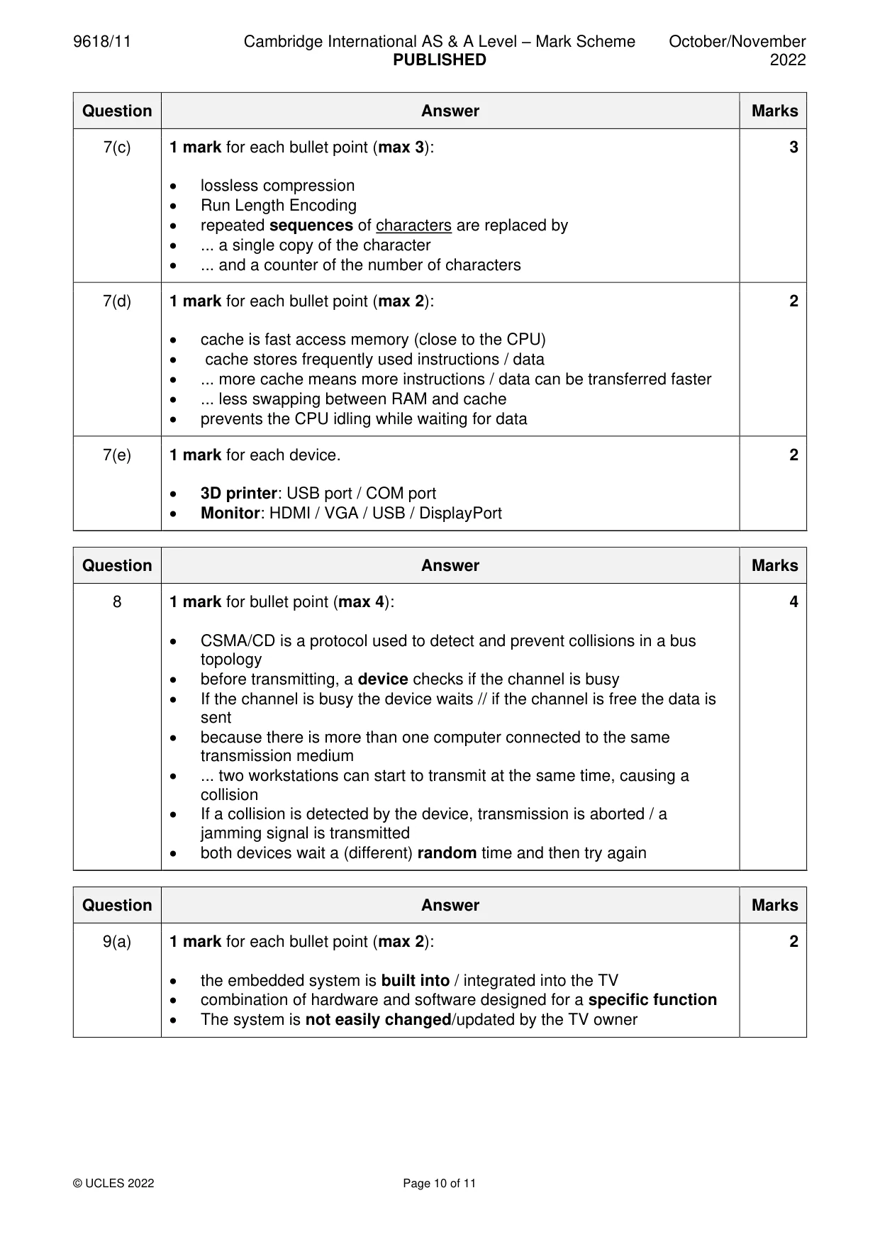 Mark scheme, page 10 of 11