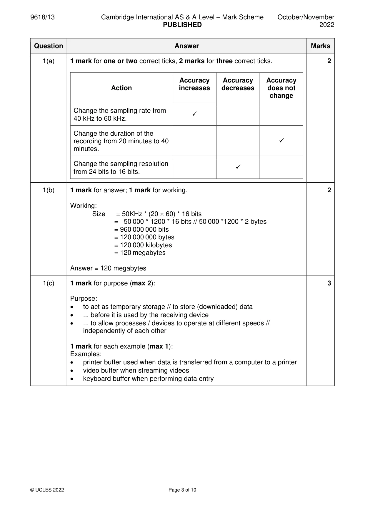 Mark scheme, page 3 of 10