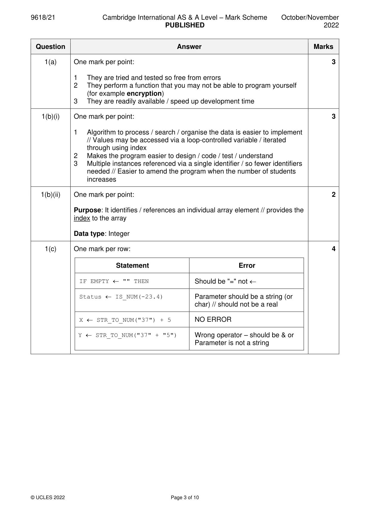 Mark scheme, page 3 of 10