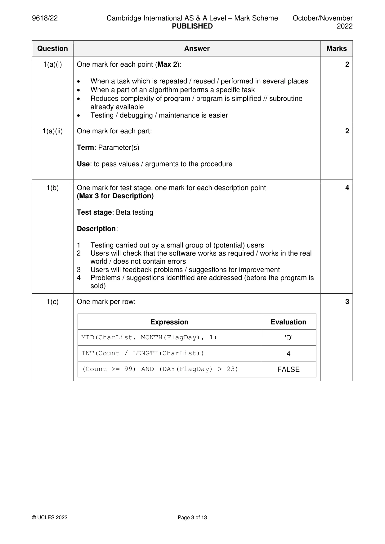 Mark scheme, page 3 of 13