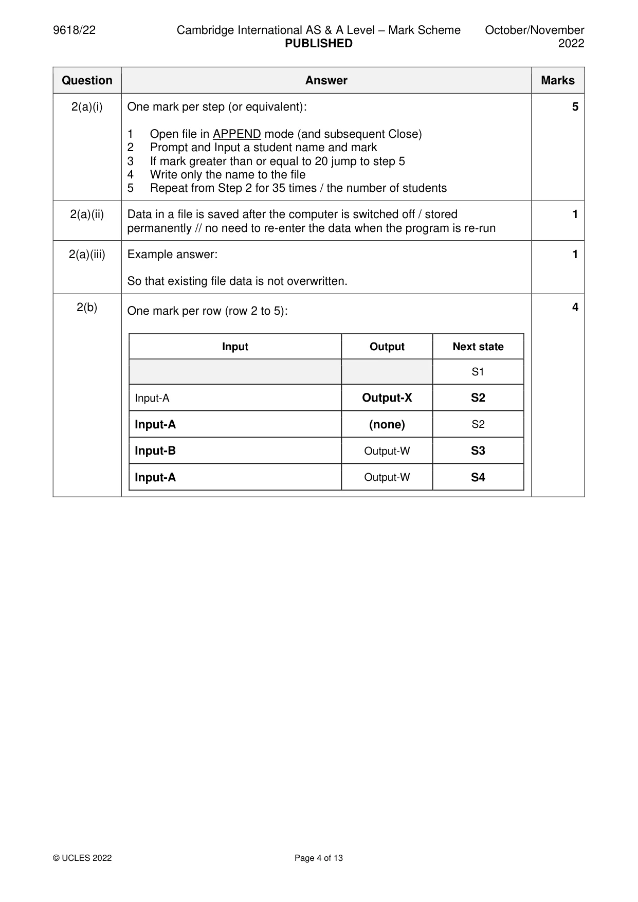 Mark scheme, page 4 of 13