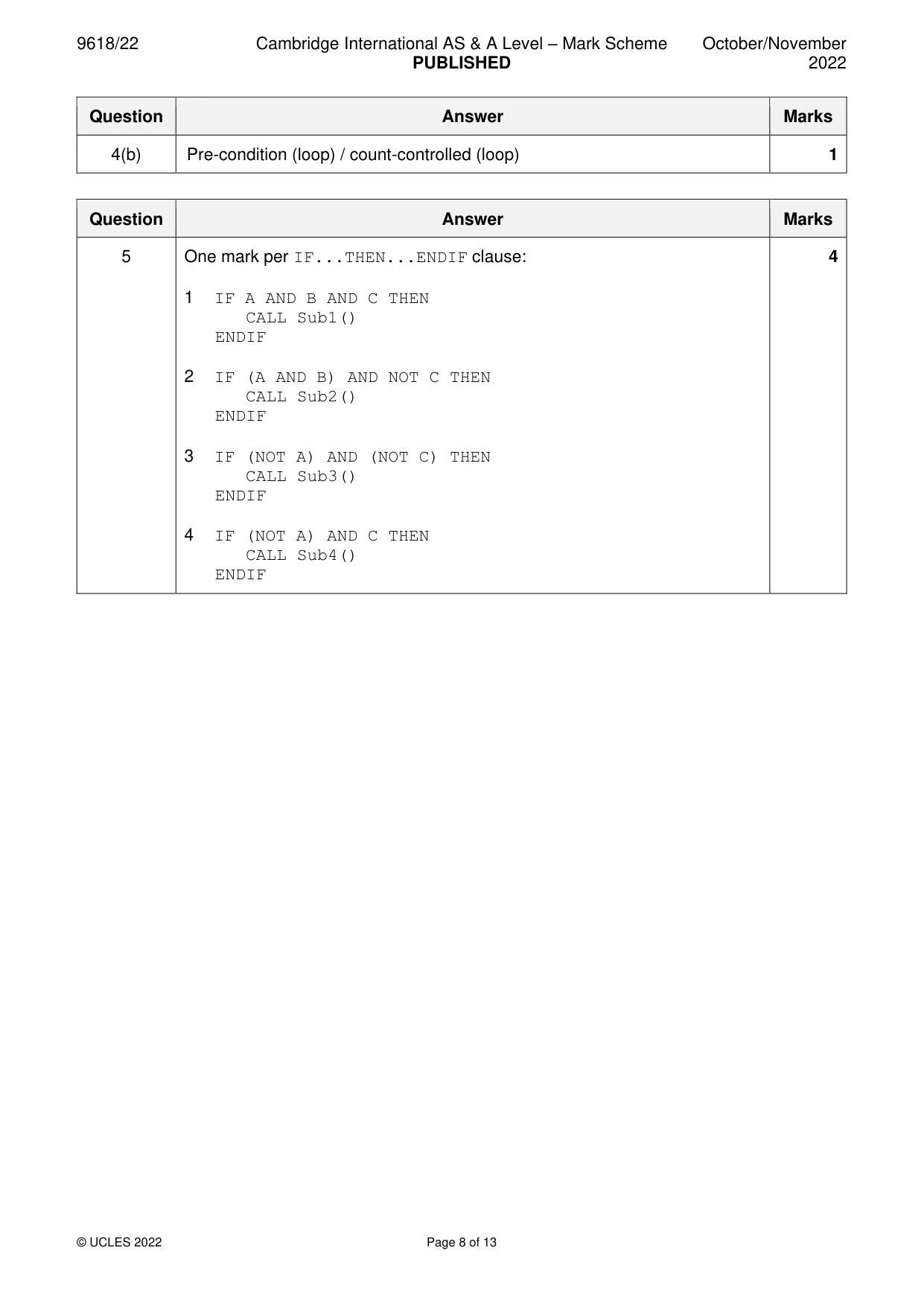 Mark scheme, page 8 of 13