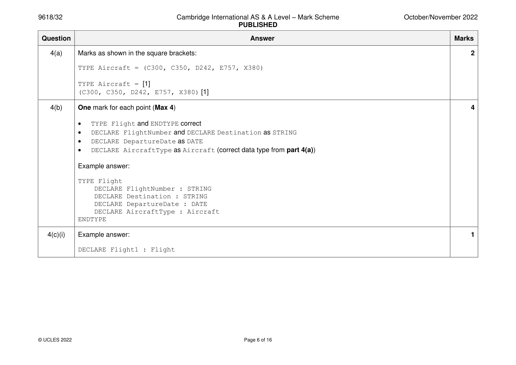 Mark scheme, page 6 of 16