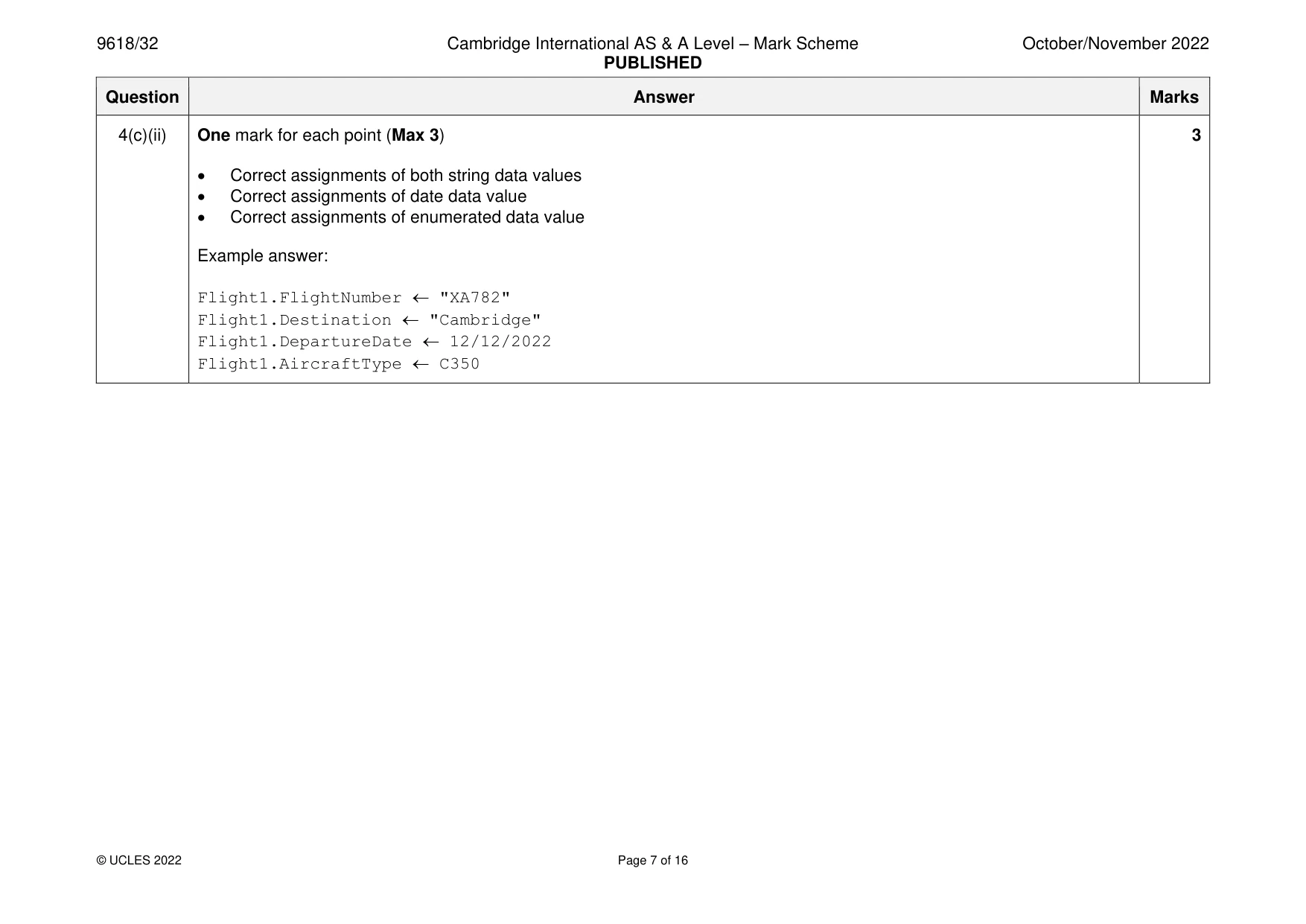 Mark scheme, page 7 of 16